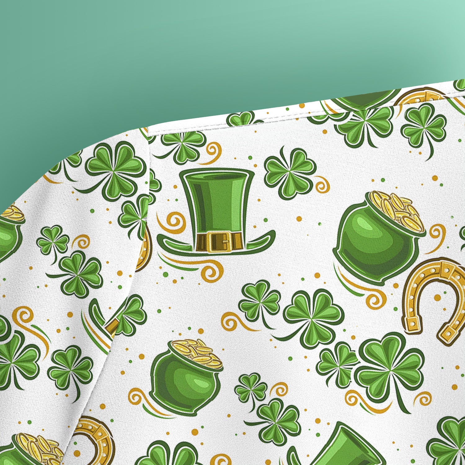 St. Patrick Shamrock Pattern Scrub Top, Comfortable Scrubs for Nurses