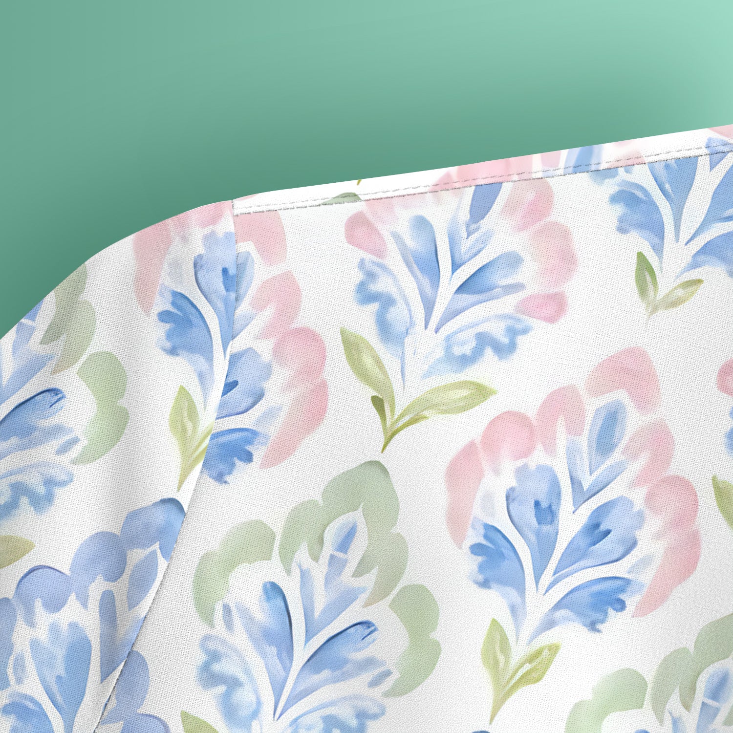 Blue Floral Damask Pattern Scrub Top, Breathable Fabrics Nursing Uniform
