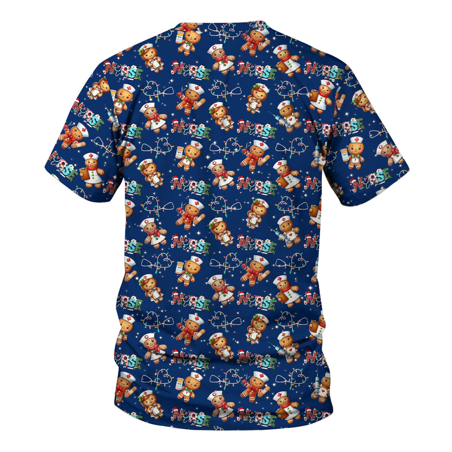 Christmas Gingerbread Nurse Scrub Top - Cute Holiday Medical Uniform for Women - Gift for RN CNA LPN LVN EN