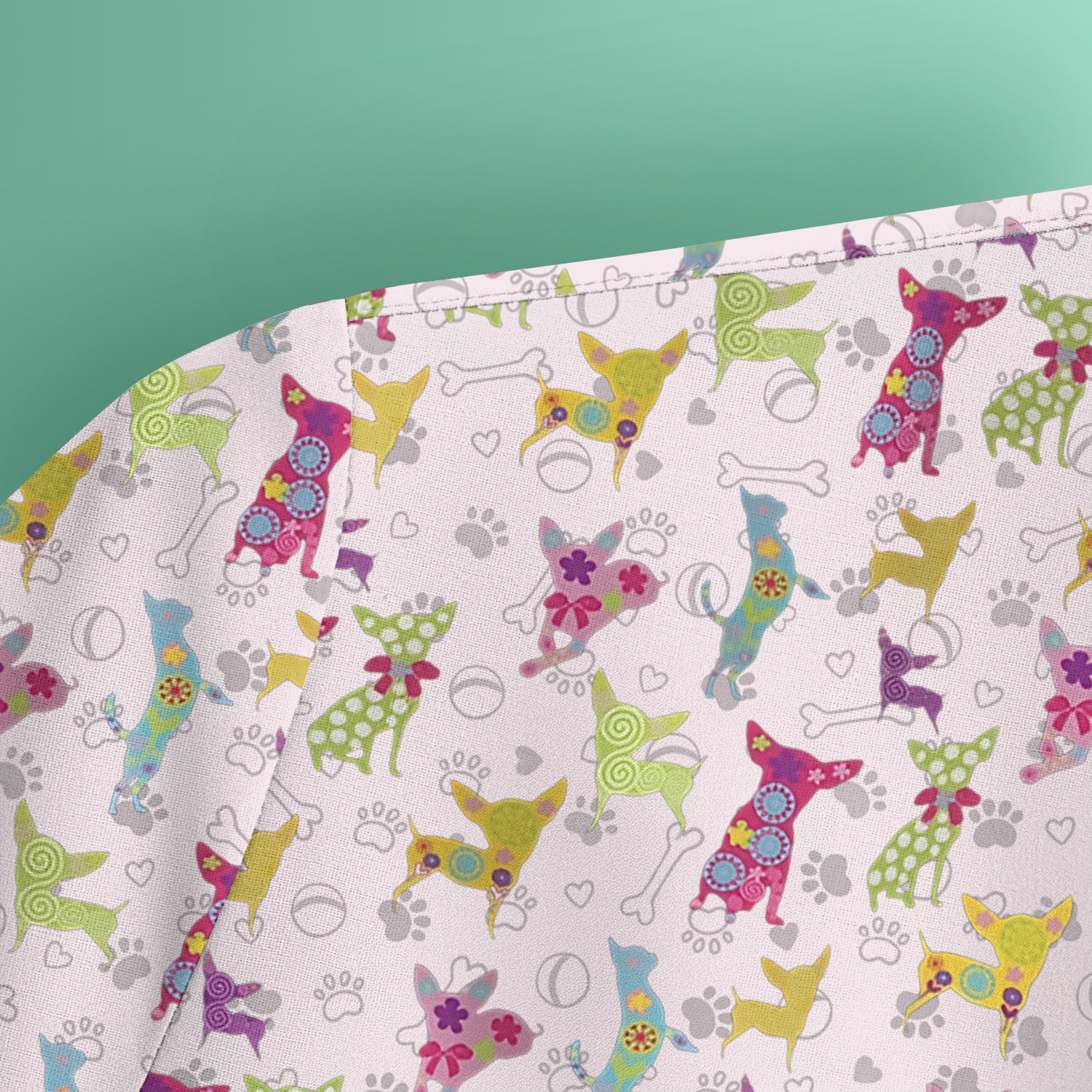 Colorful Playful Dog Print Nurse Scrub Top, Comfortable Scrubs for Nurses