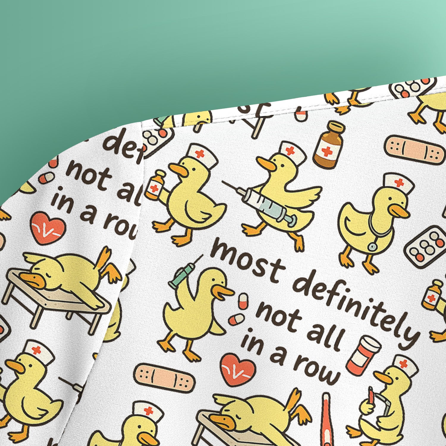 Funny Nurse Duck Medical Humor Pattern Scrub Top, Comfortable Scrubs for Nurses