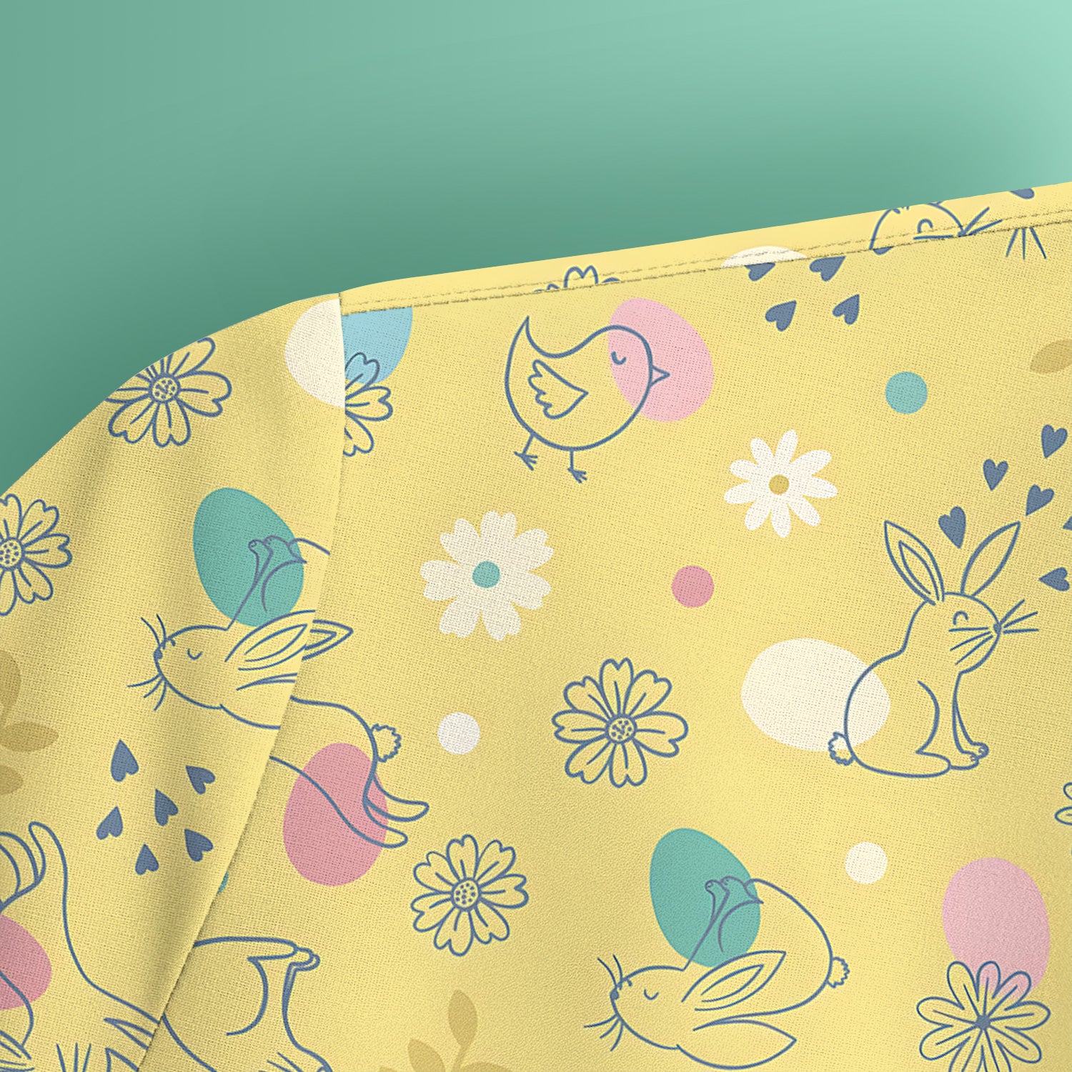 Whimsical Easter Bunny Eggs Pattern Scrub Top, Comfortable Scrubs for Nurses