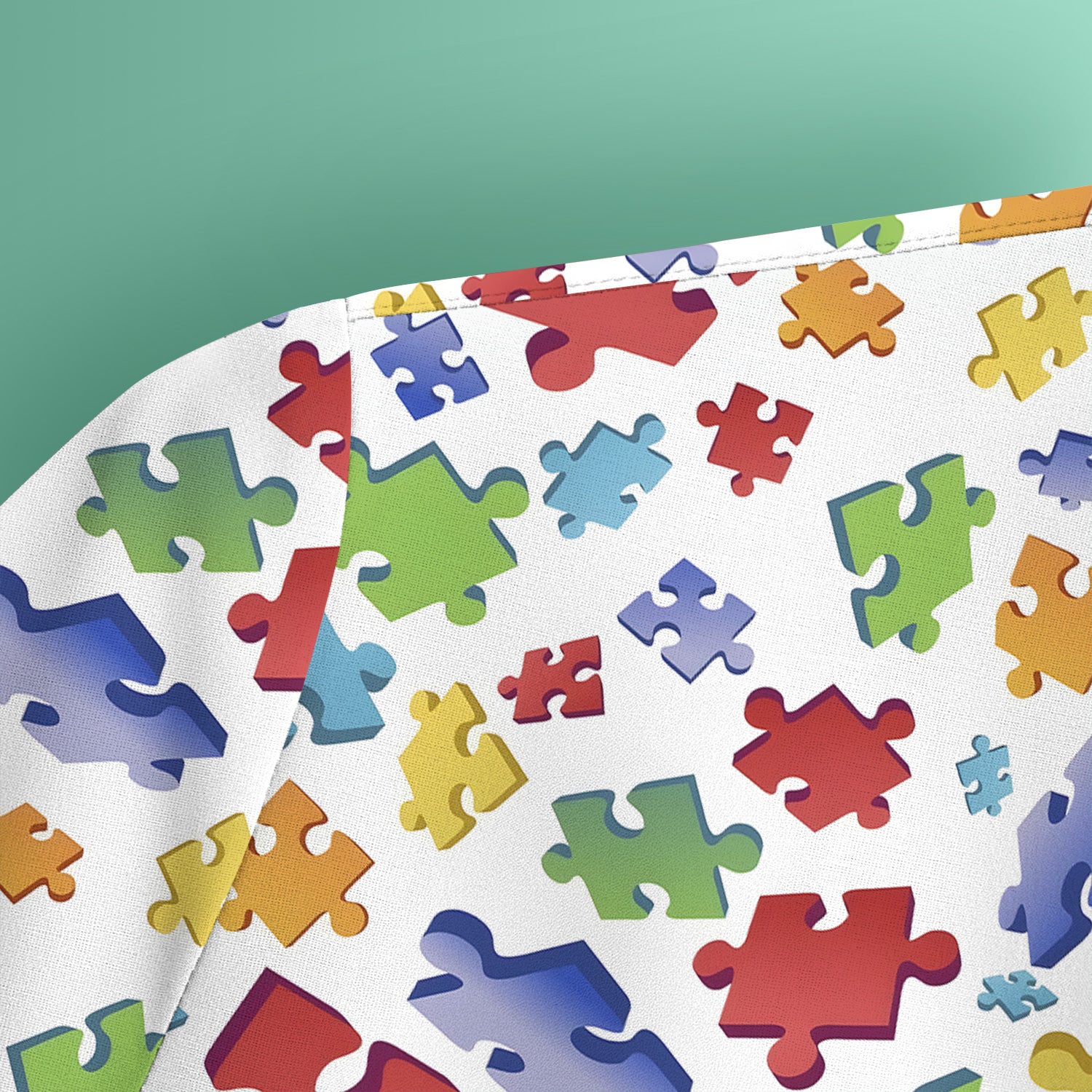 Colorful Scattered Puzzle Piece Pattern Scrub Top, Breathable Scrubs for Nurses, Autism