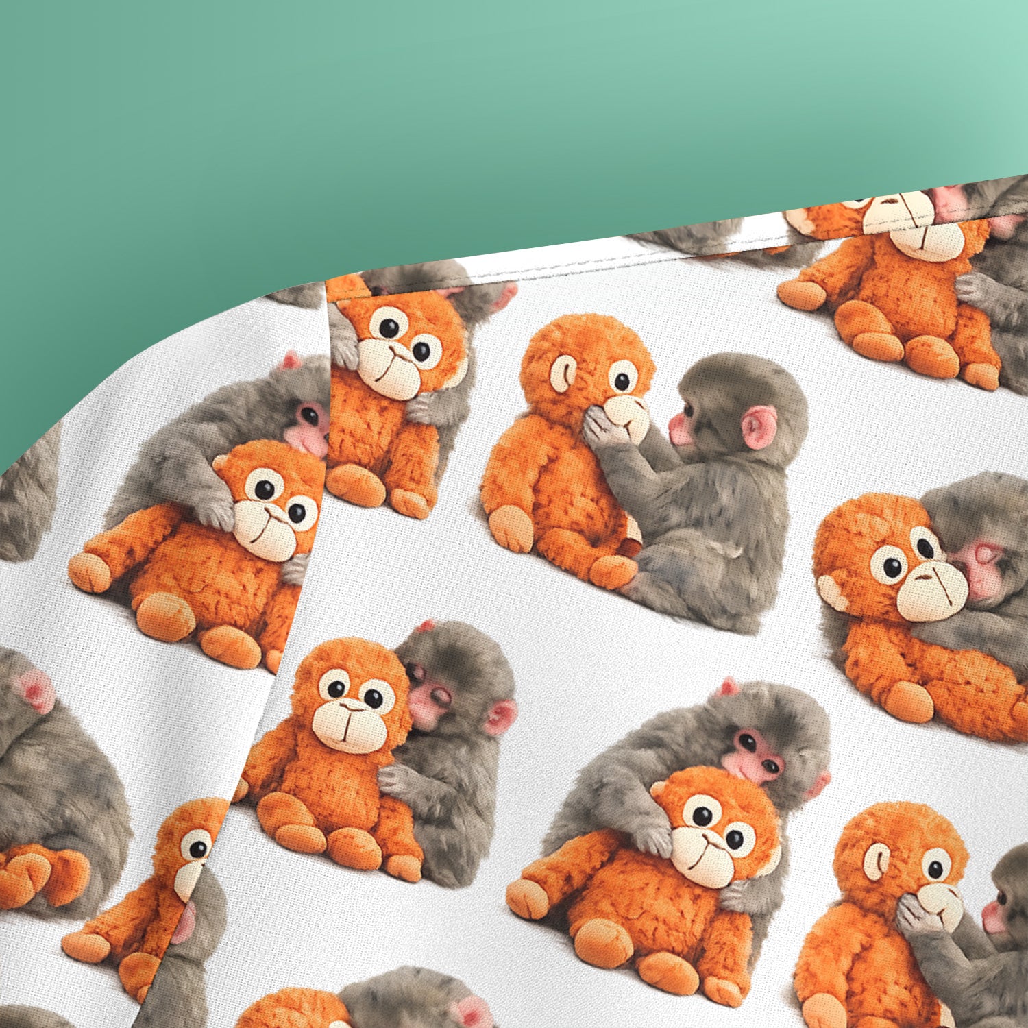 Cute Baby Monkey Plush Toy Animal Pattern Scrub Top, Breathable Medical Uniform Top