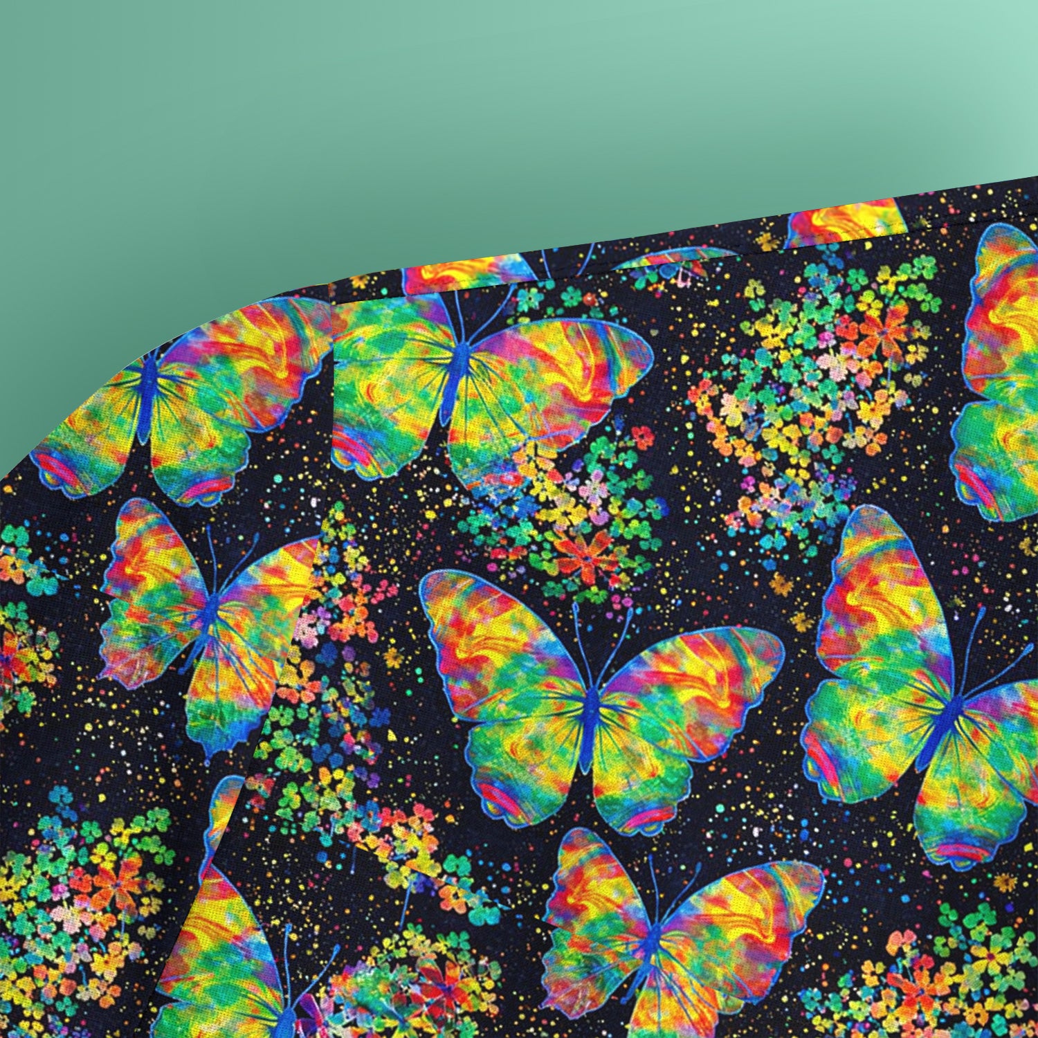 Rainbow Butterfly Galaxy Pattern Scrub Top, Comfortable Scrubs for Nurses