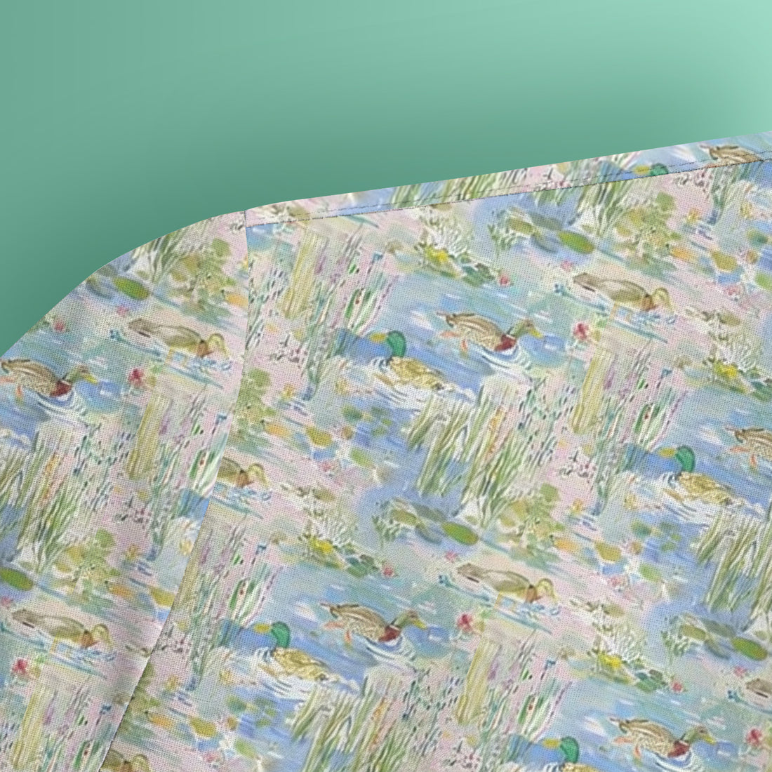 Ducks in Pond Water Pattern Scrub Top, Breathable Fabrics Nursing Uniform