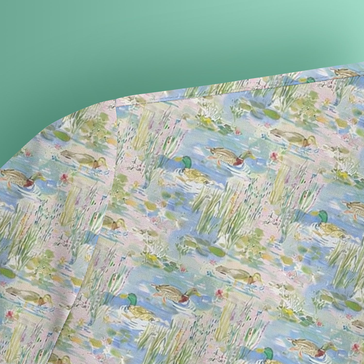 Ducks in Pond Water Pattern Scrub Top, Breathable Fabrics Nursing Uniform