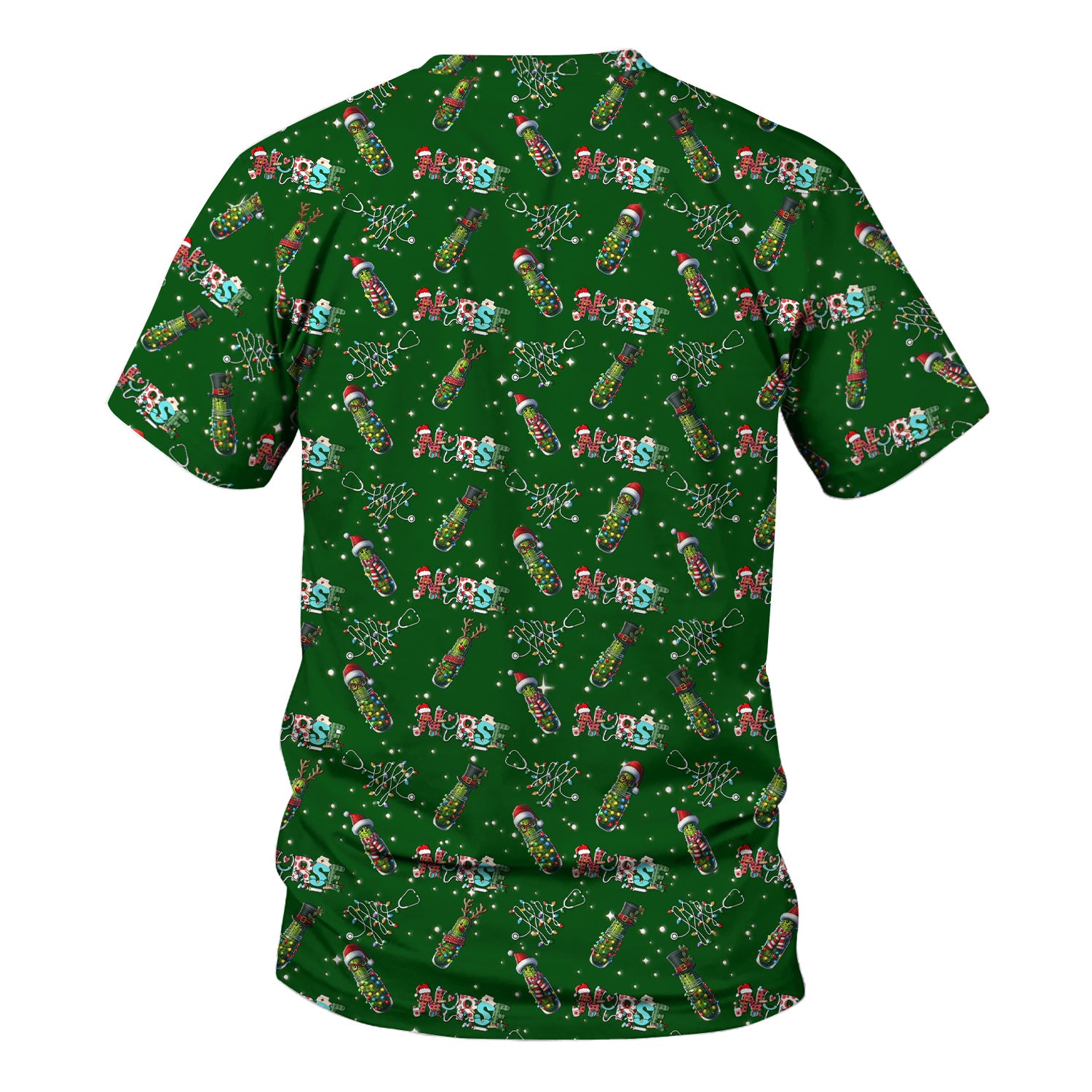 Christmas Pickle Scrub Top - Funny Holiday Medical Uniform - Gift for Nurse RN CNA LPN LVN EN