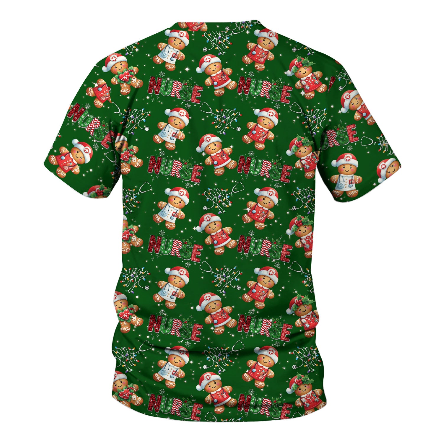 Christmas Nurse Scrub Top - Funny Gingerbread Holiday Medical Uniform - Gift for Nurse RN CNA LPN