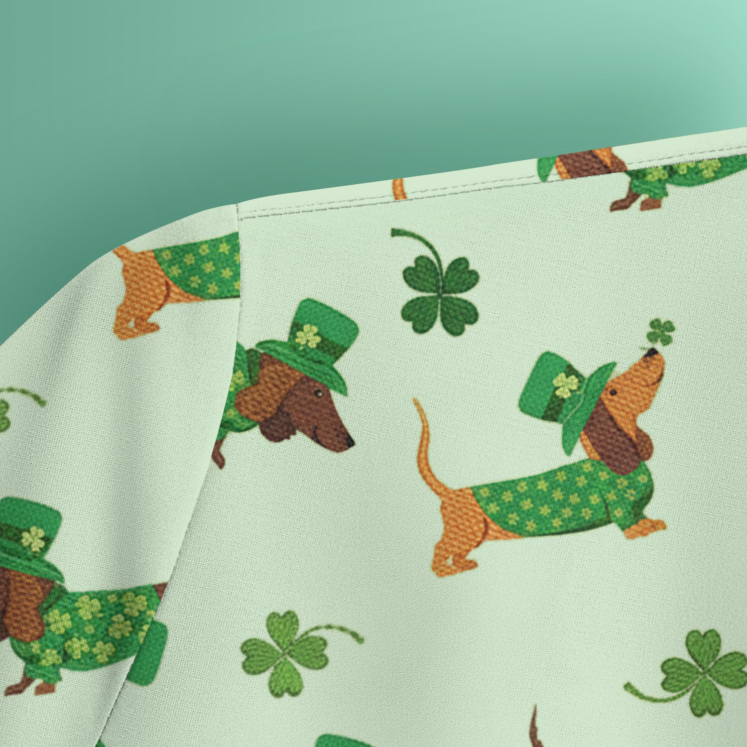 St. Patrick’s Day Dachshund Scrub Top, Funny Wiener Dog Nurse Shirt, Breathable Fabrics Nursing Uniform