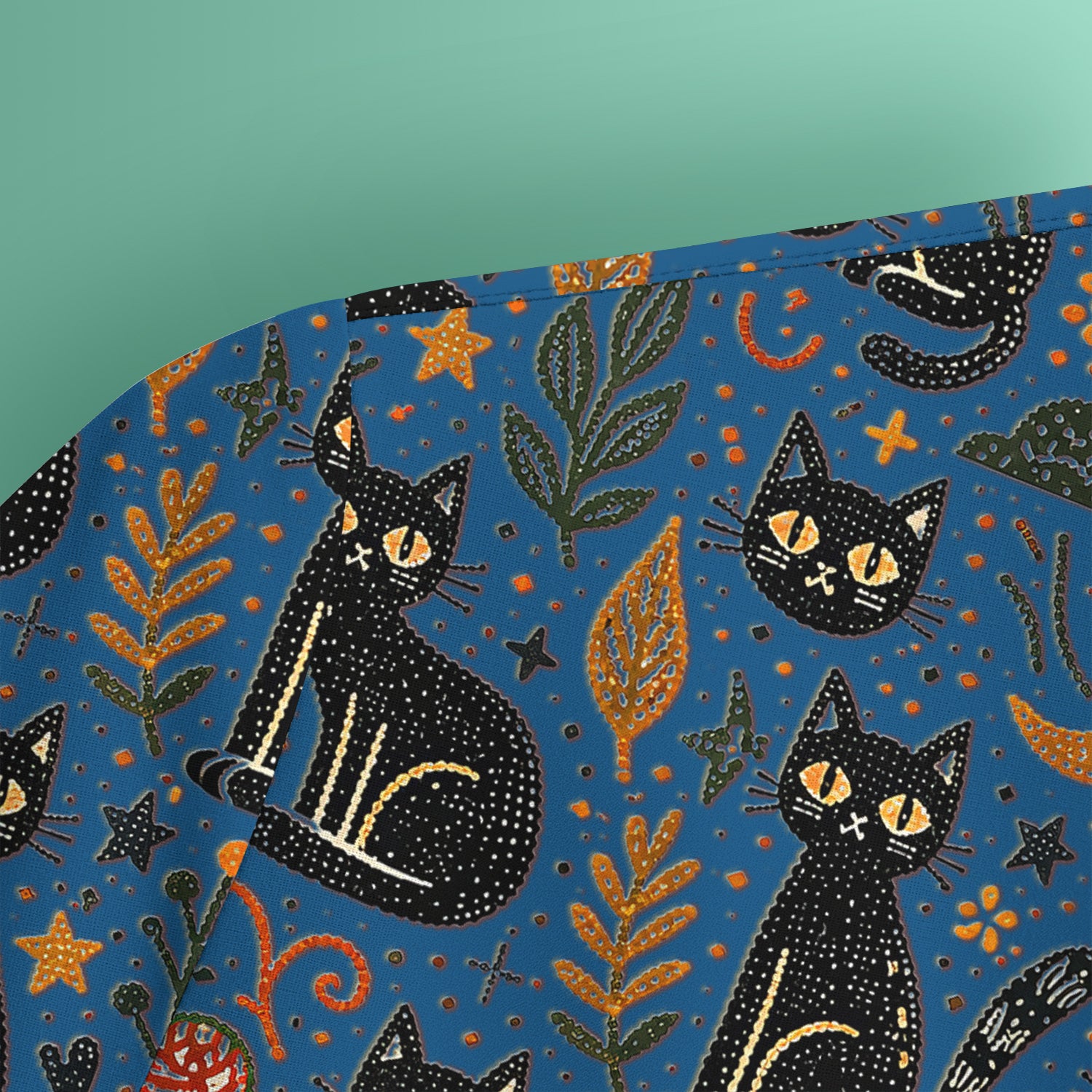 Mystic Black Cat Celestial Doodle Pattern Scrub Top, Comfortable Scrubs for Nurses