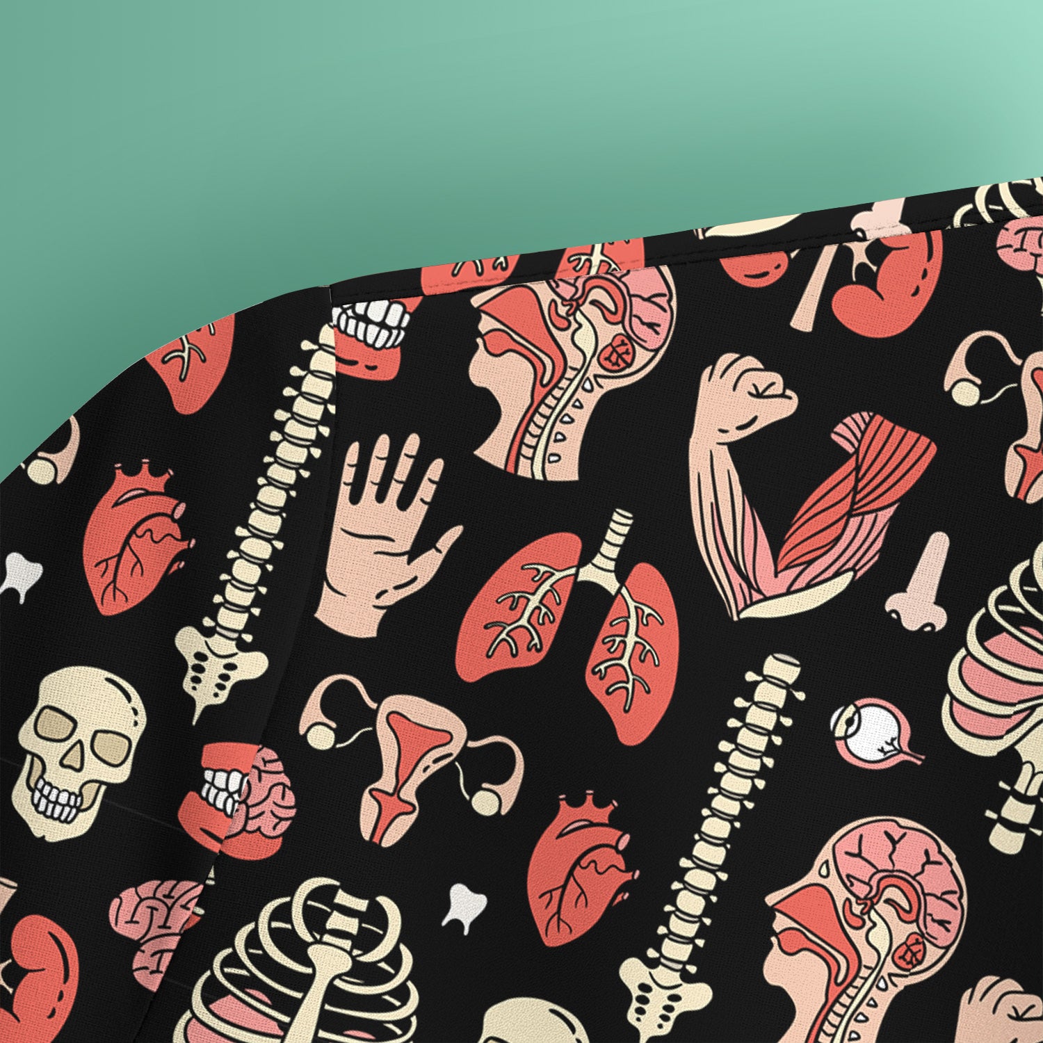 Human Anatomy Body Parts Pattern Scrubs Top, Comfortable Scrubs for Nurses