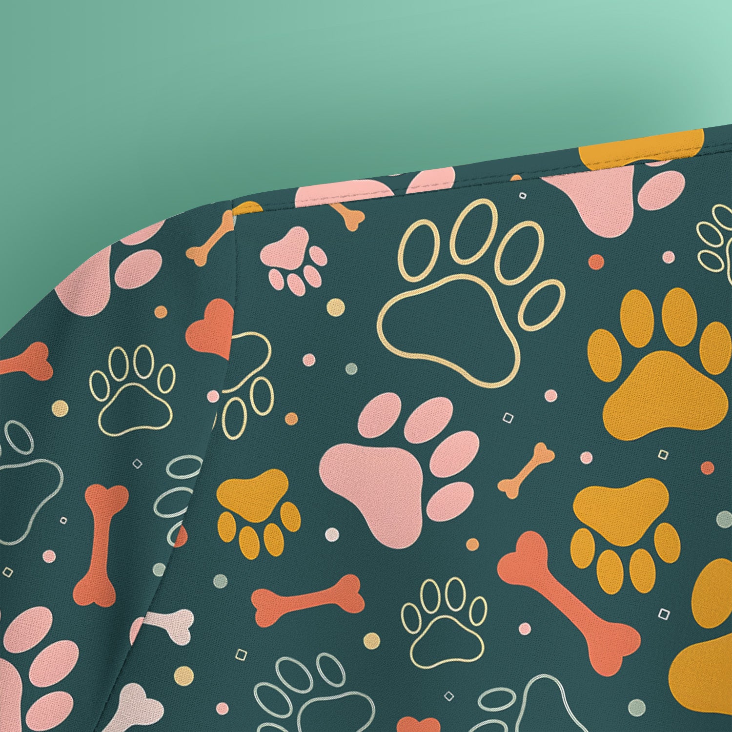 Cute Paw Print Dog Pattern Scrub Top, Comfortable Scrubs for Nurses