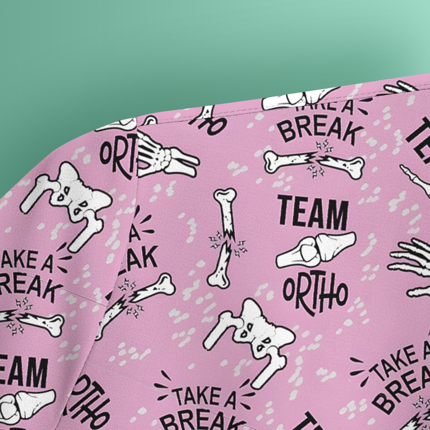 Team Ortho Bone Joint Print Scrub Top, Breathable Fabrics Nursing Uniform