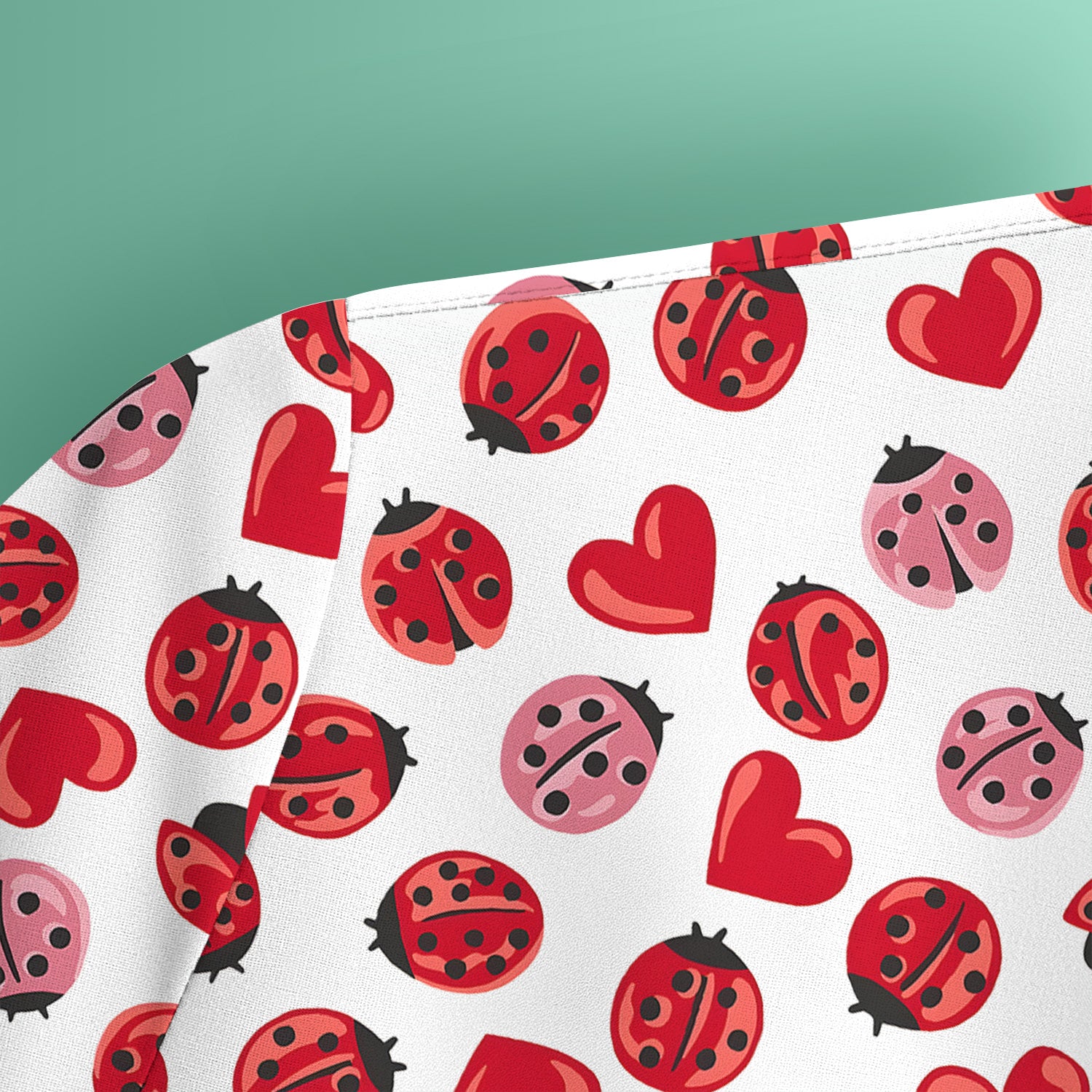 Cute Ladybug and Red Heart All Over Print Scrub Top, Comfortable Scrubs for Nurses