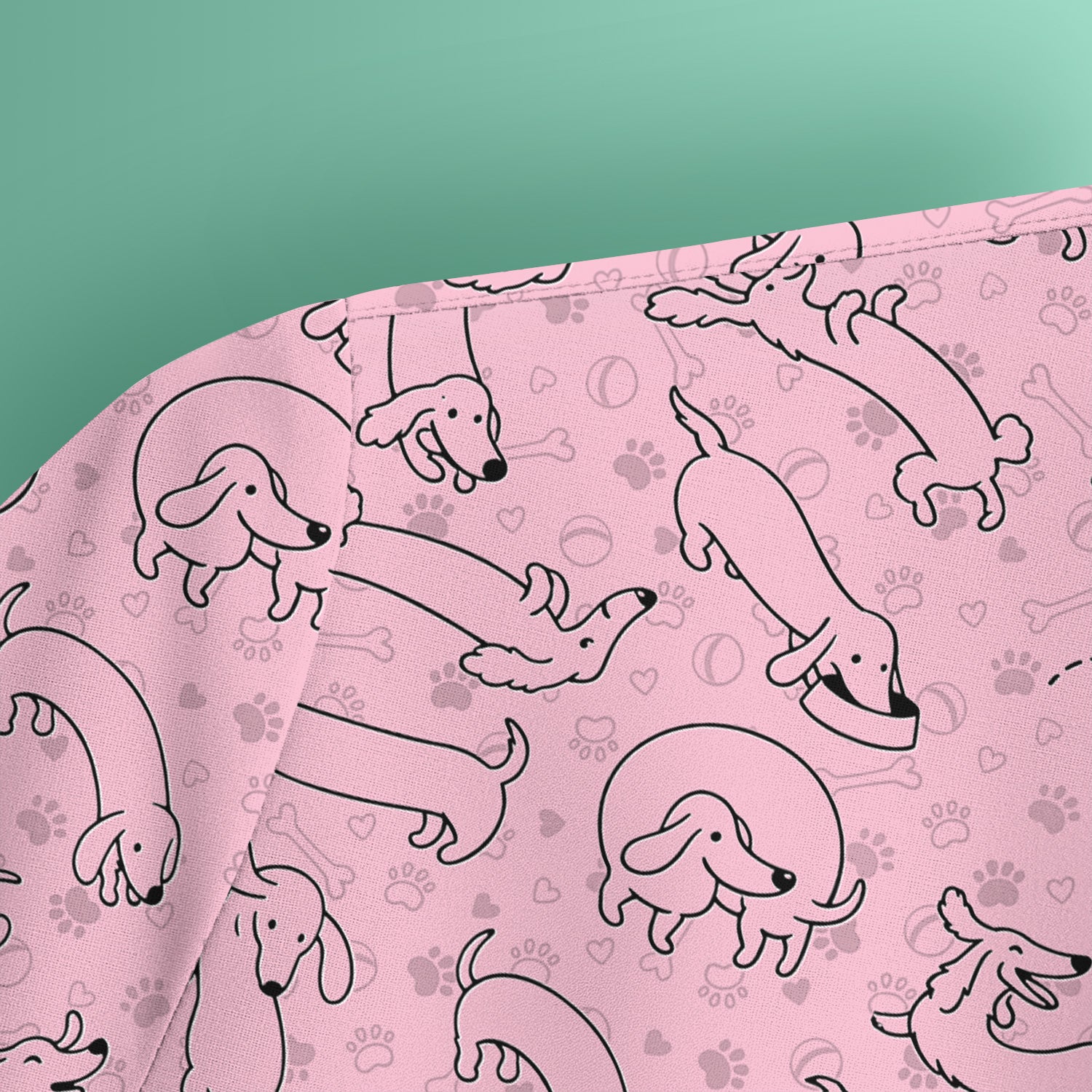 Playful Dachshund Dog Line Art Print Scrub Top, Comfortable Scrubs for Nurses