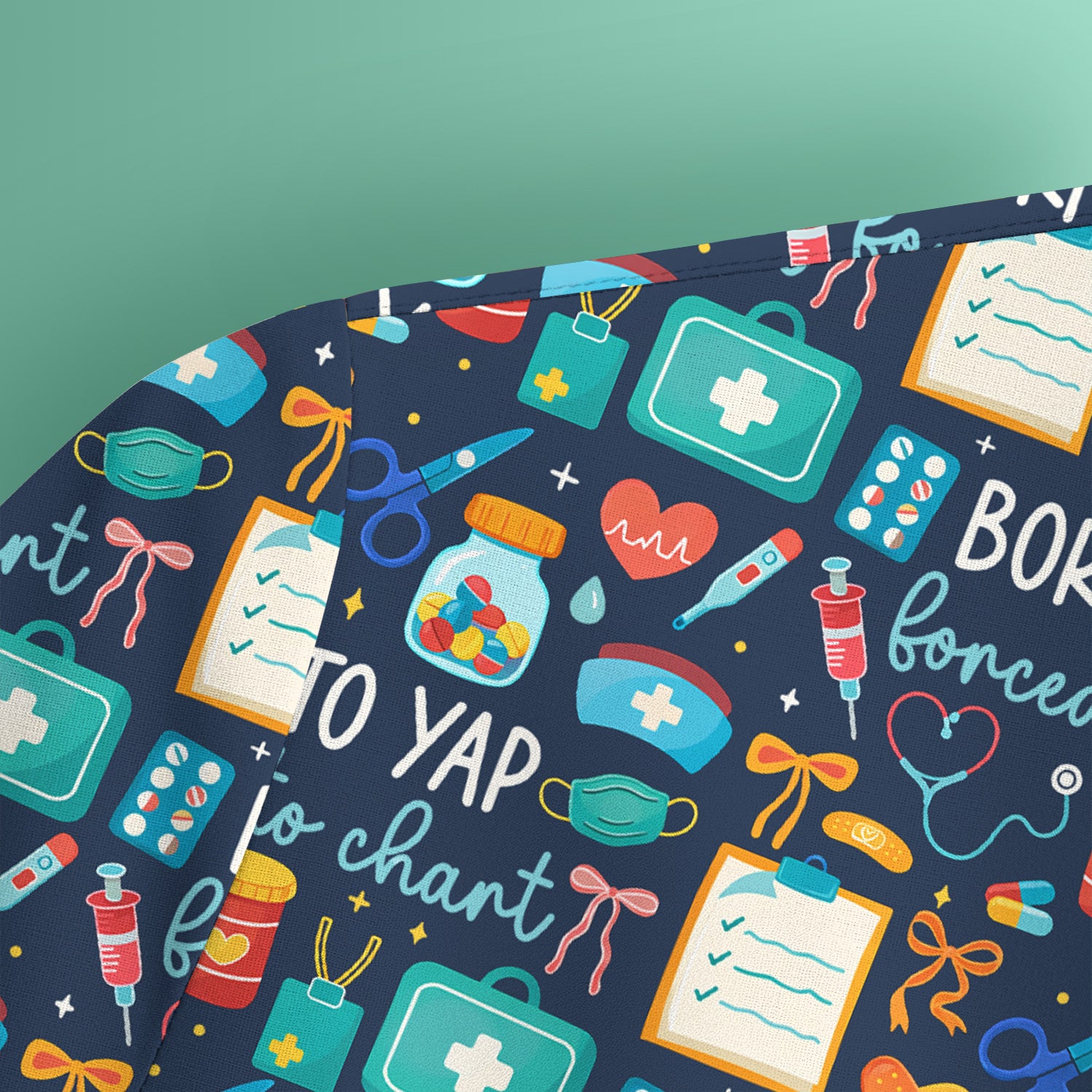 Born To Yap Medical Tools Pattern Scrub Top, Comfortable Scrubs for Nurses