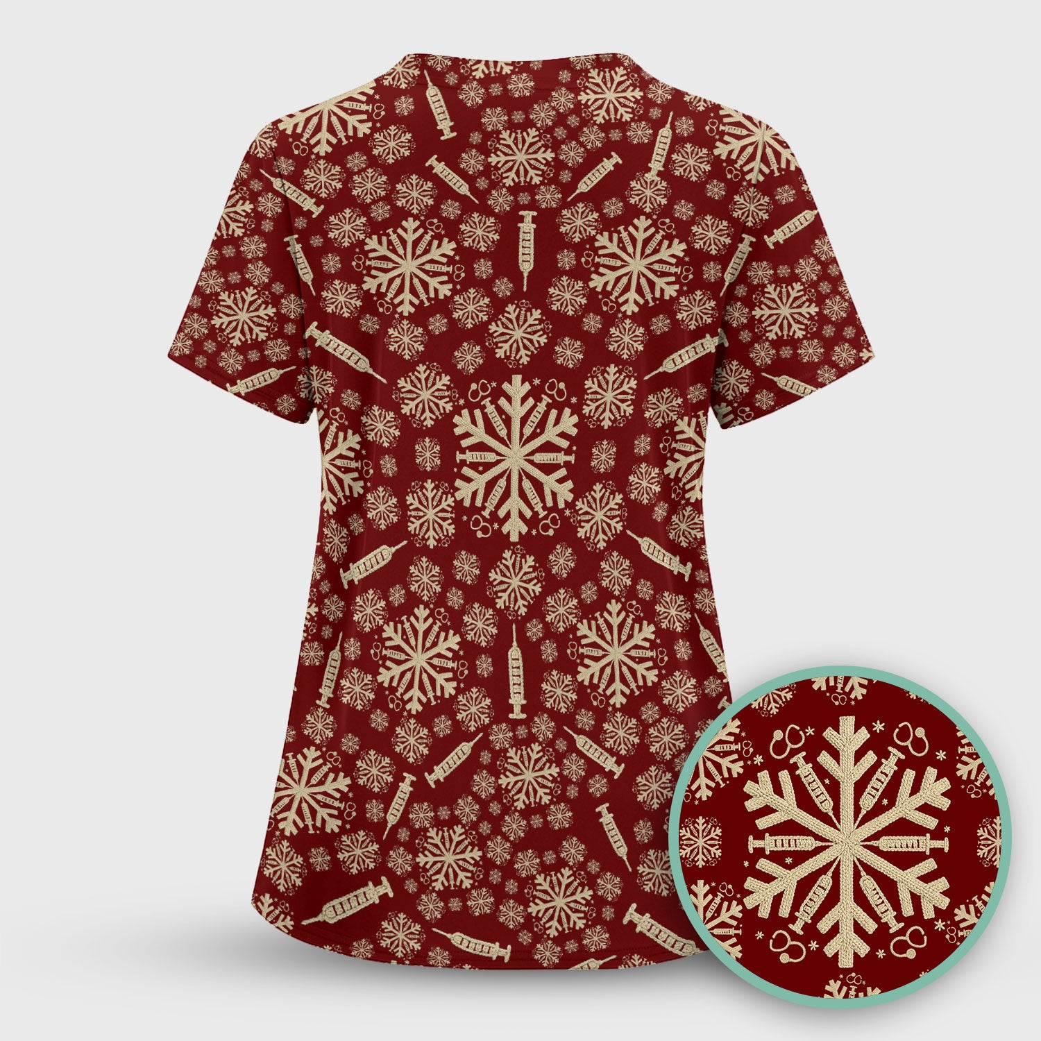 Snowflake Syringe Scrubs for Women - Festive Medical Top - Funny Christmas Scrub Shirt for Nurse - Holiday Gift