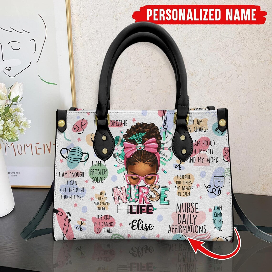 Personalized Nurse Handbag, Custom Nurse Life Bags For Women, Nurse Appreciation Gift, RN LPN CNA Gift