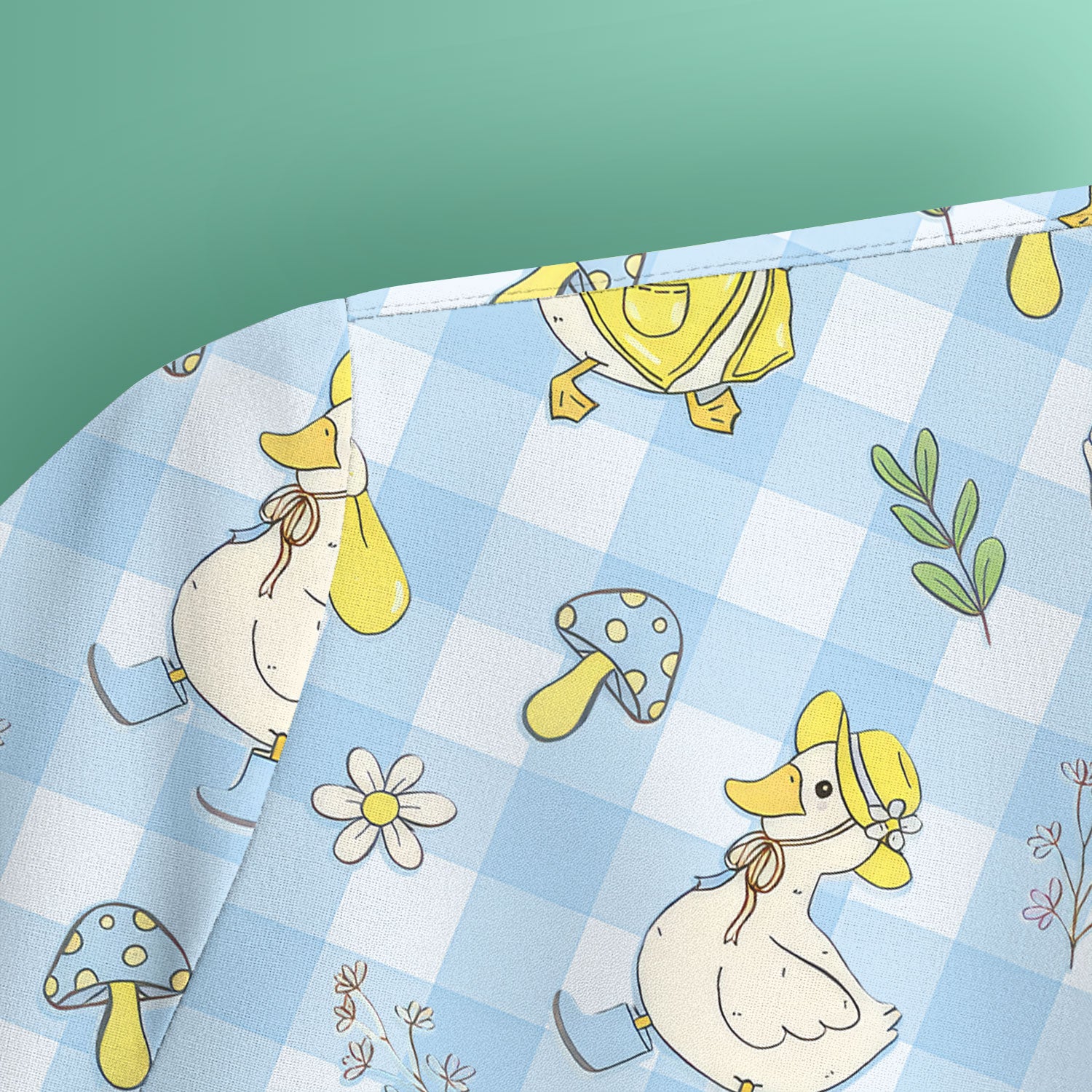 Cute Duck Outfit Gingham Pattern Scrub Top, Comfortable Scrubs for Nurses