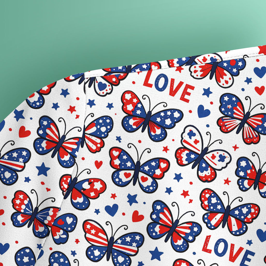 USA Patriotic Butterfly Nurse Scrub Top, Comfortable Uniform Scrubs For Nursing