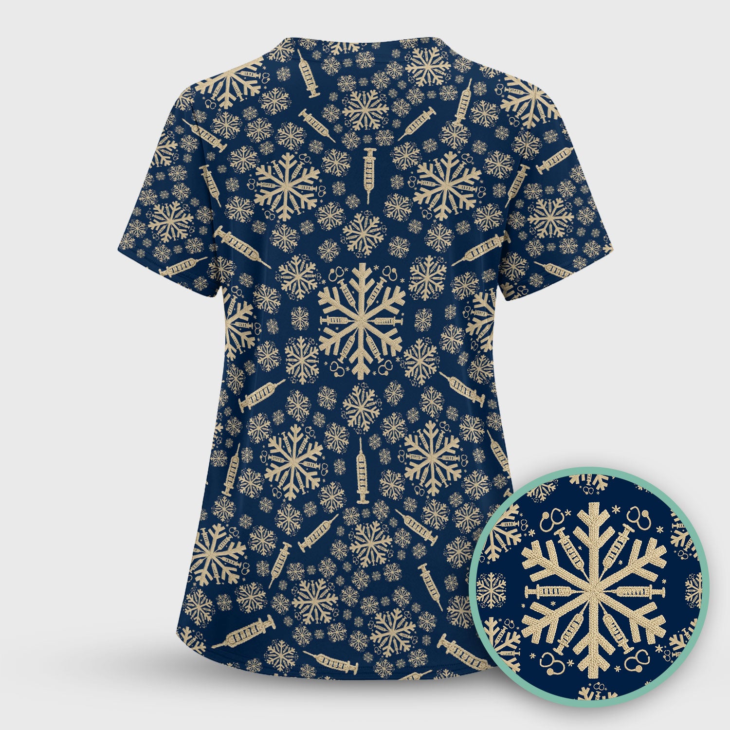 Snowflake Syringe Scrubs for Women - Festive Medical Top - Funny Christmas Scrub Shirt for Nurse - Holiday Gift