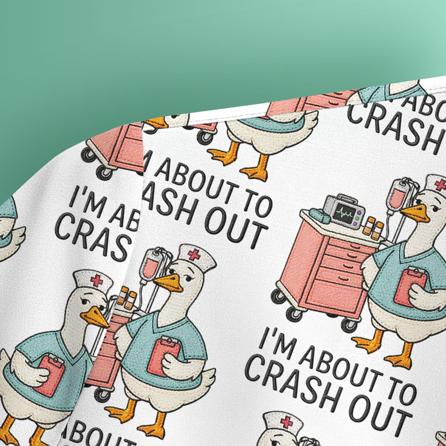 Funny Nurse Goose Crash Out Pattern Scrub Top, Comfortable Scrubs for Nurses