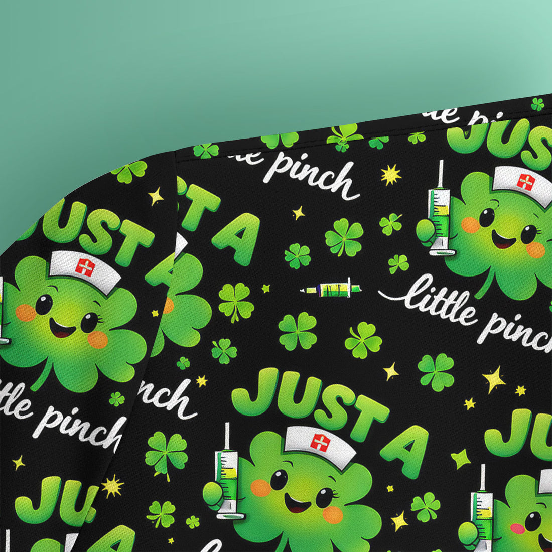 Shamrock Nurse Just A Little Pinch Print Scrub Top, Comfortable Scrubs for Nurses