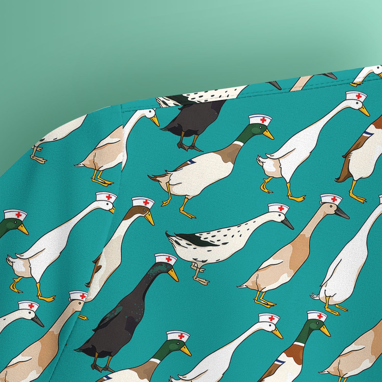 Funny Nurse Duck Pattern Scrub Top, Comfortable Scrubs for Nurses