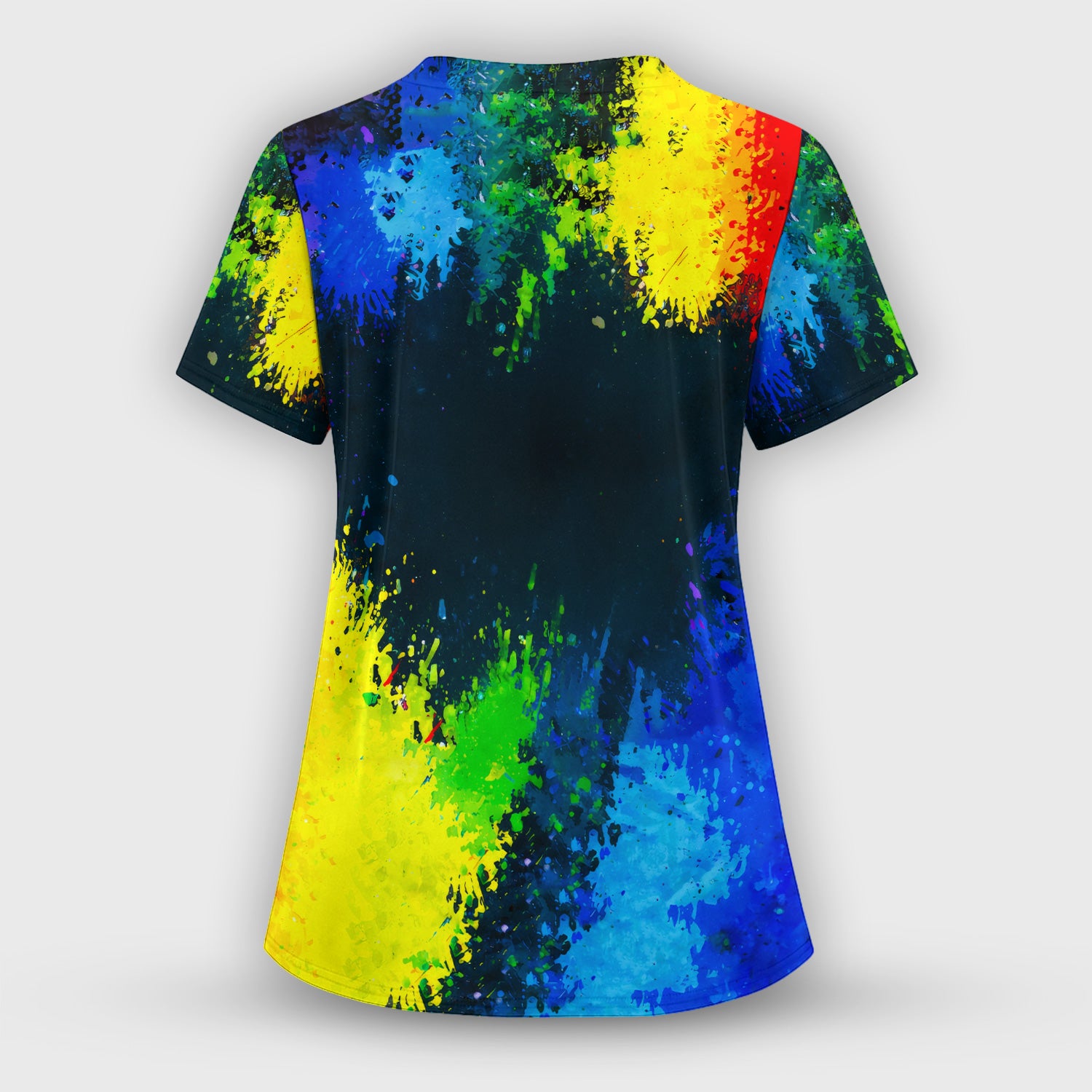 Autism Strong Colorful Handprint Scrub Top, Breathable Fabrics Nursing Uniform
