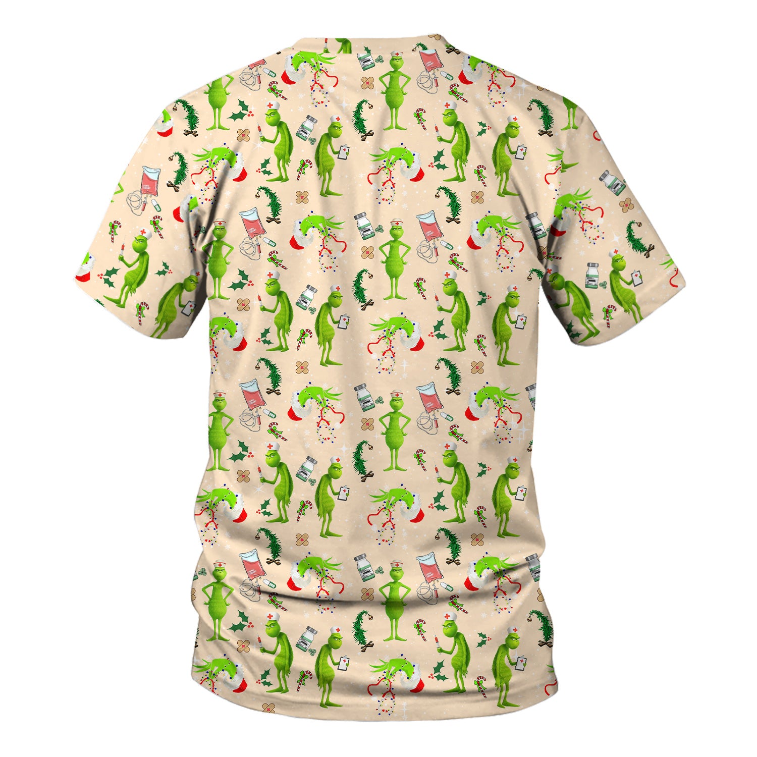 Cute Grinch Scrub Top for Nurse - Christmas Holiday Medical Shirt - Gift for CNA RN LPN Healthcare Workers