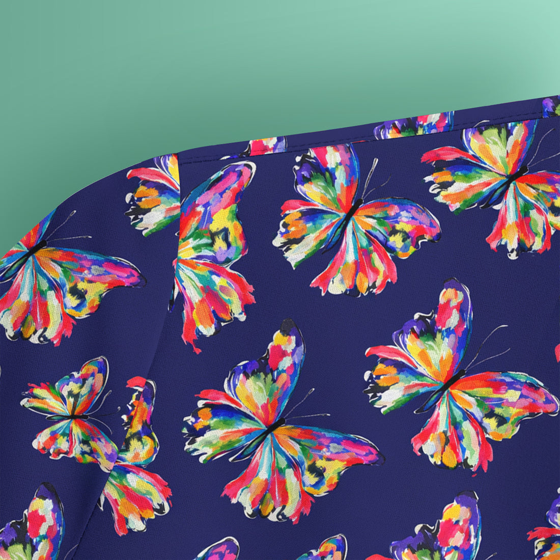 Vibrant Rainbow Butterfly Pattern Scrub Top, Comfortable Scrubs for Nurses