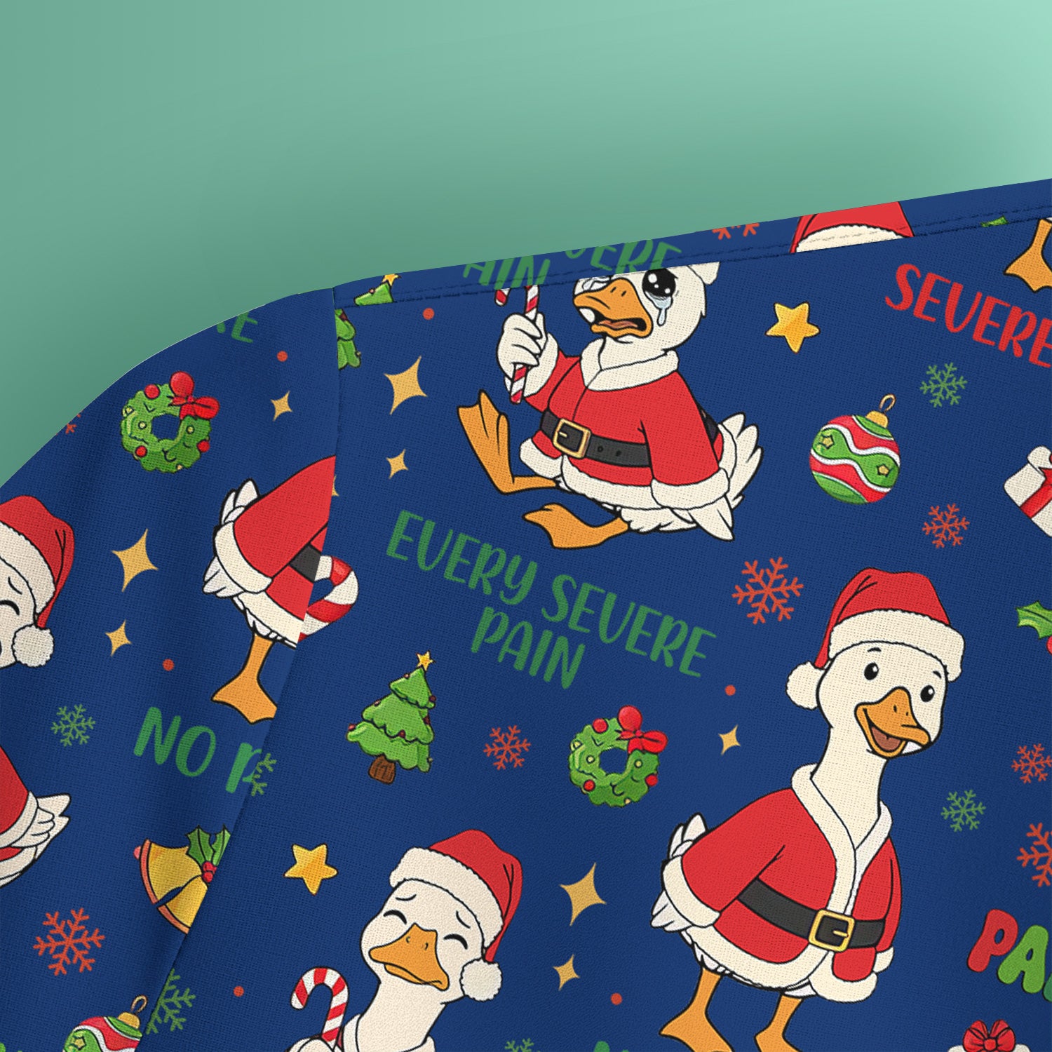 Christmas Nurse Scrub Top - Funny Goose Pain Scale - Cute Holiday Medical Uniform for Women