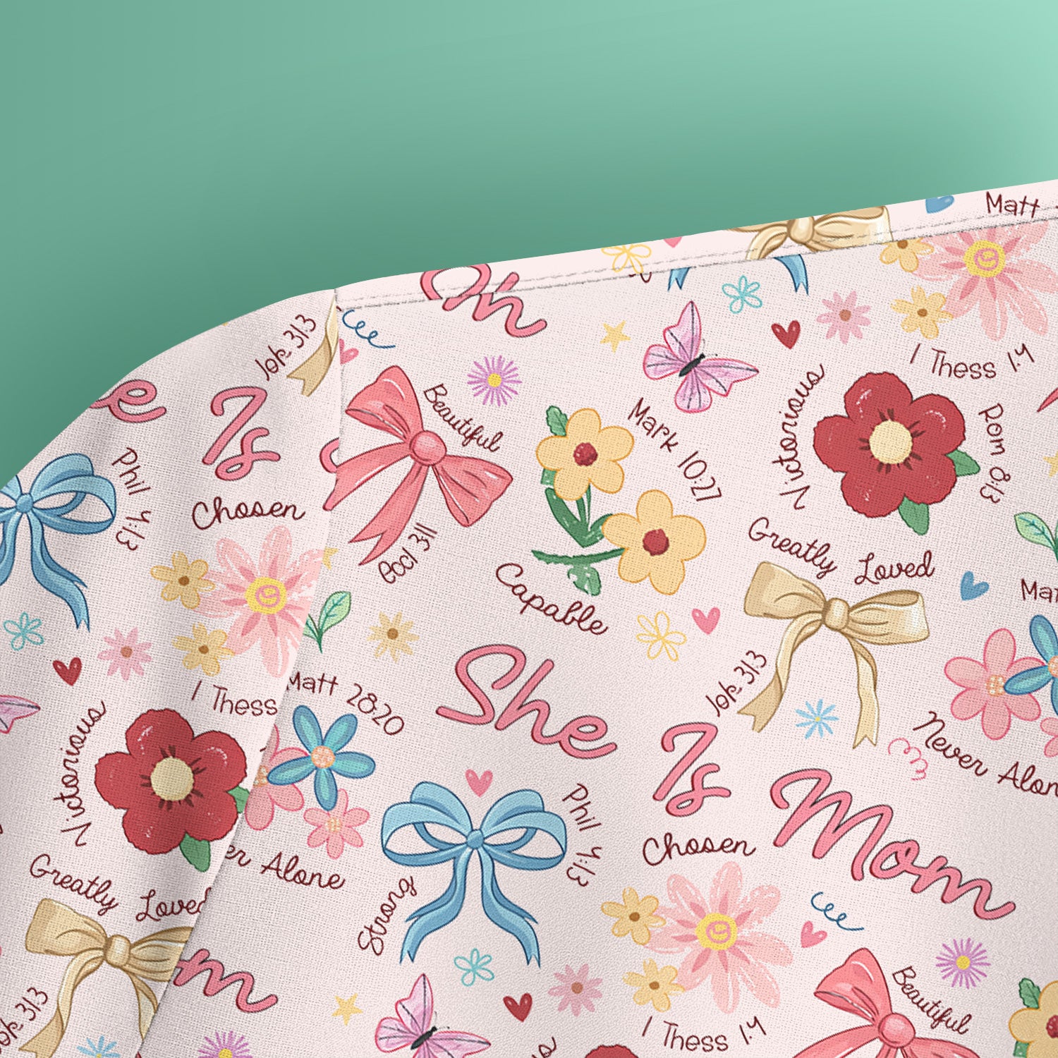 She Is Mom Floral Bow Pattern Scrub Top, Comfortable Scrubs for Nurses