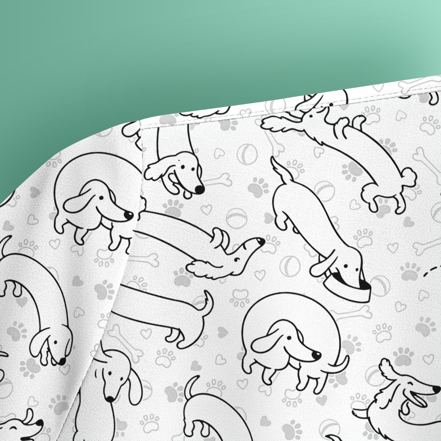 Playful Dachshund Dog Line Art Print Scrub Top, Comfortable Scrubs for Nurses