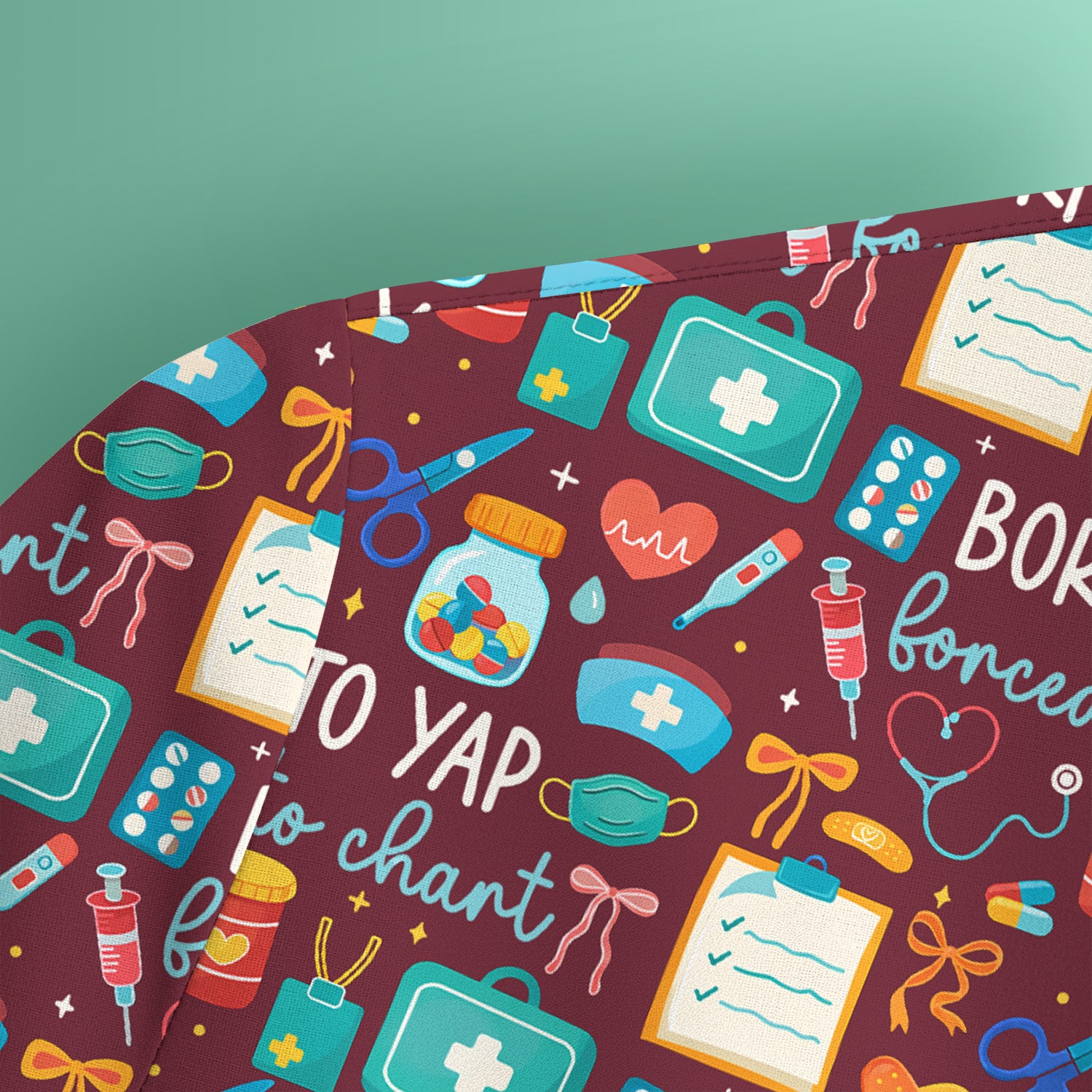 Born To Yap Medical Tools Pattern Scrub Top, Comfortable Scrubs for Nurses