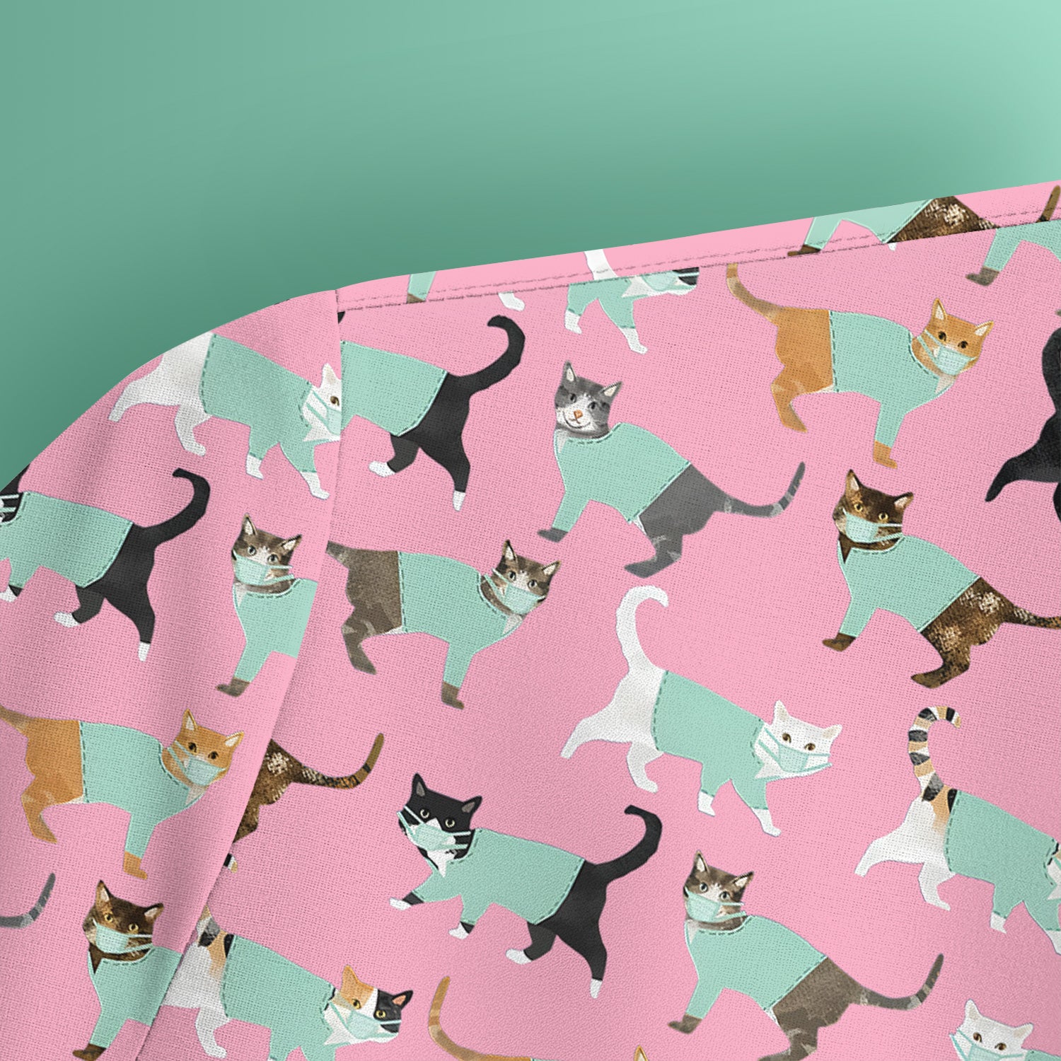 Playful Cat Nurse All Over Print Scrub Top, Comfortable Scrubs for Nurses