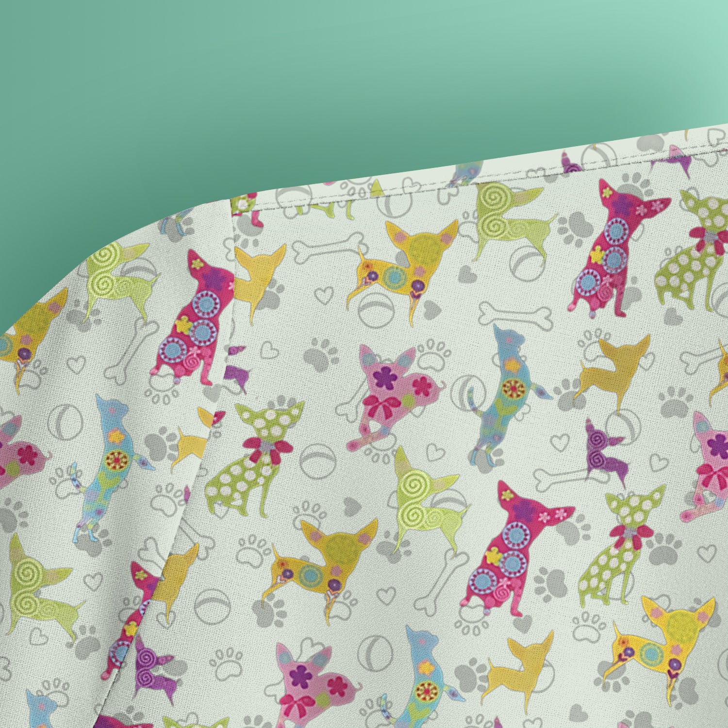 Colorful Playful Dog Print Nurse Scrub Top, Comfortable Scrubs for Nurses
