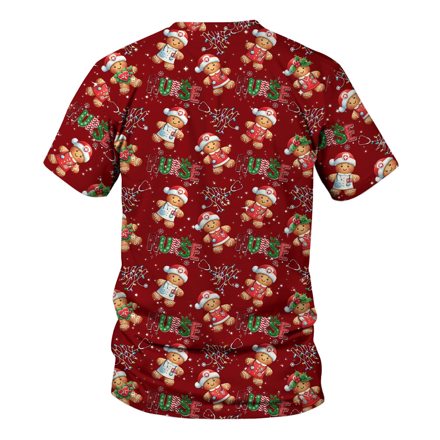 Christmas Nurse Scrub Top - Funny Gingerbread Holiday Medical Uniform - Gift for Nurse RN CNA LPN