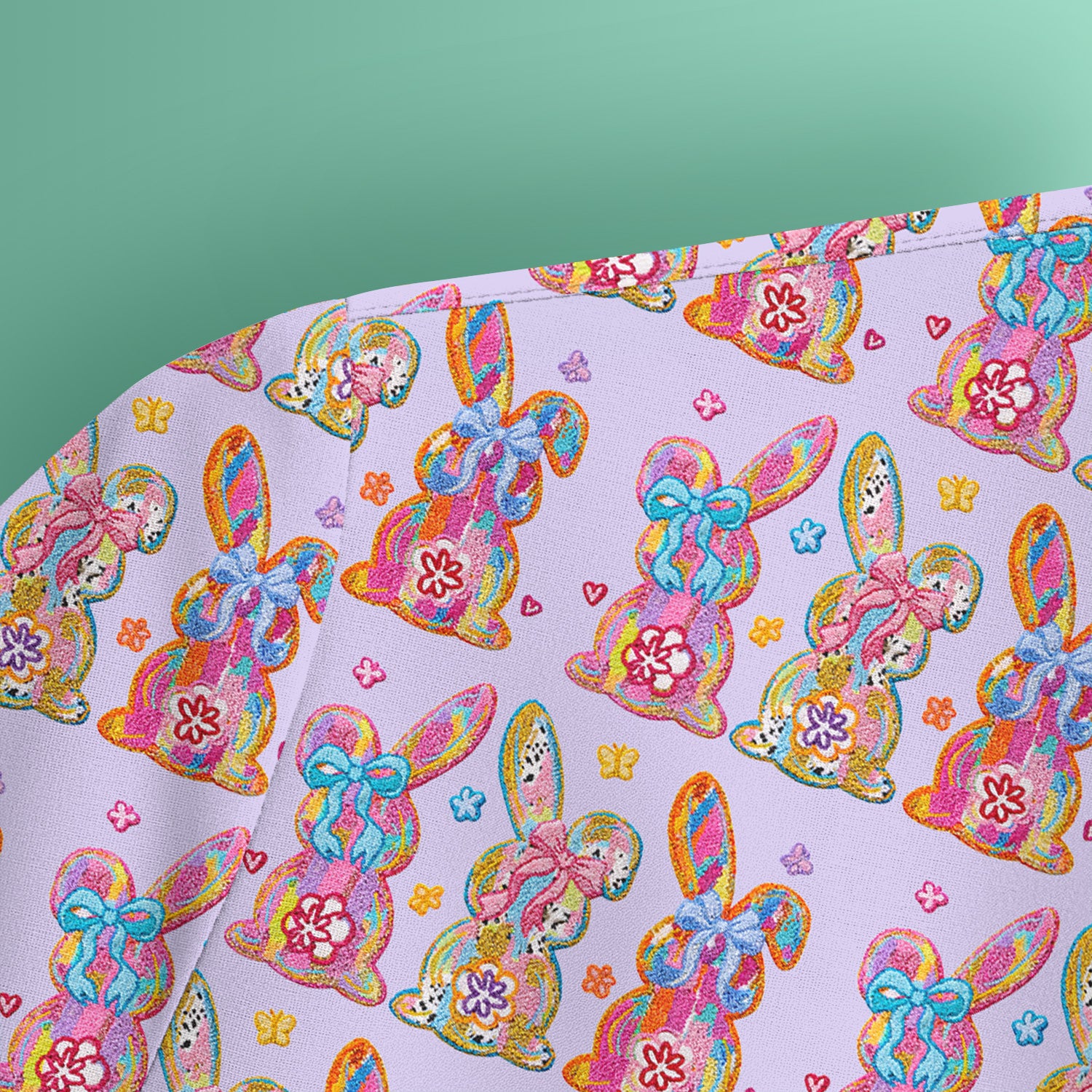 Cute Pastel Bunny Floral Pattern Scrub Top, Comfortable Scrubs for Nurses, Easter