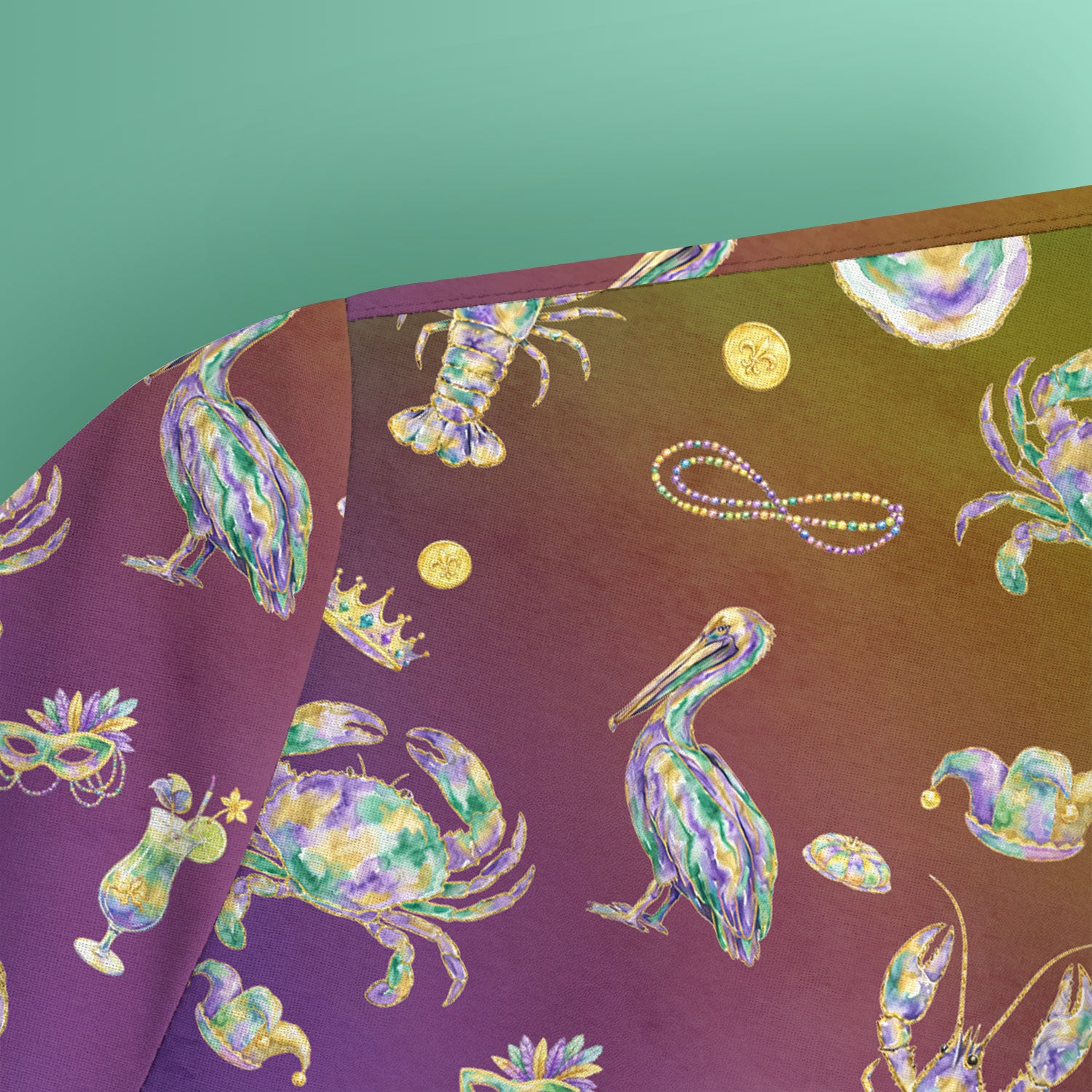 Mardi Gras Seafood Nurse Scrub Top, Comfortable Uniform Scrubs For Nursing