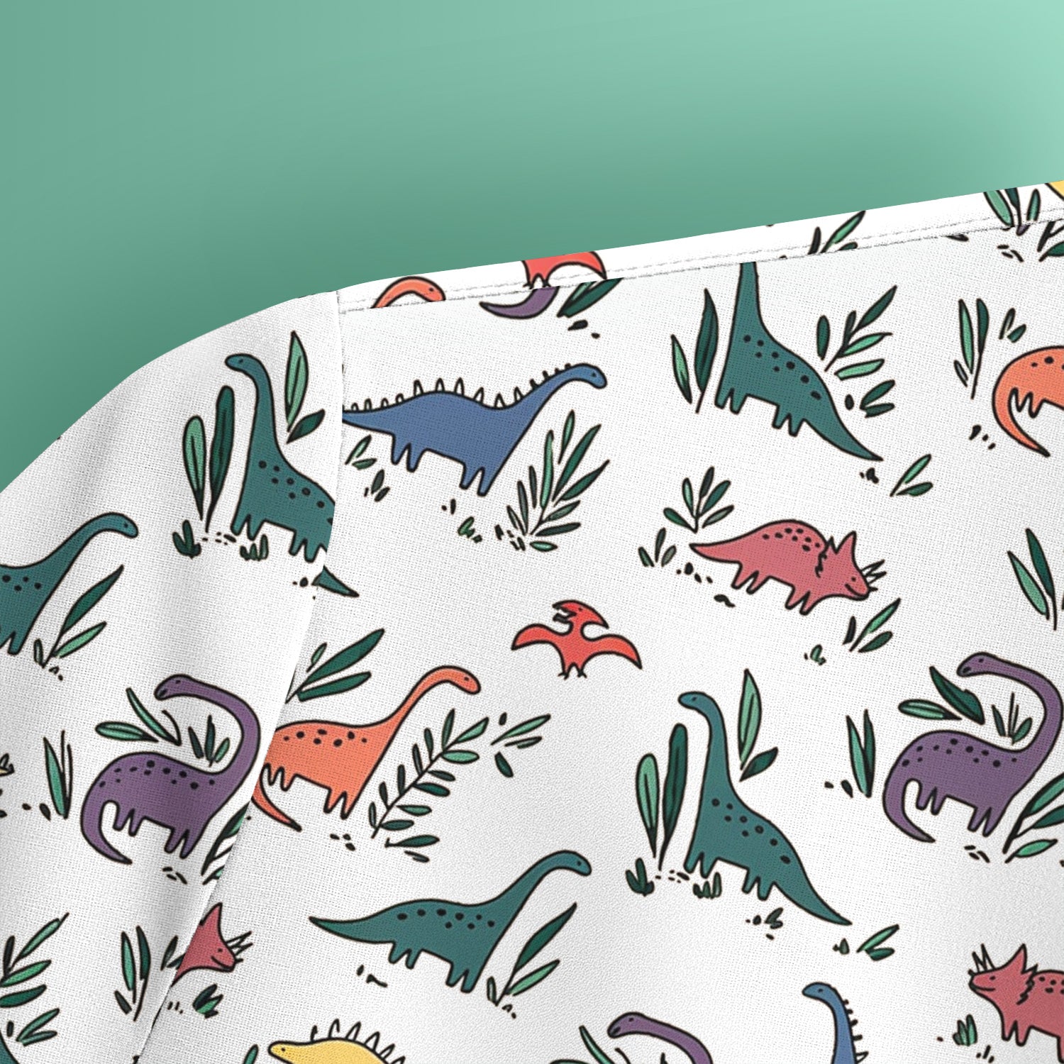 Cute Dinosaur Leafy Garden Pattern Scrub Top, Comfortable Scrubs for Nurses