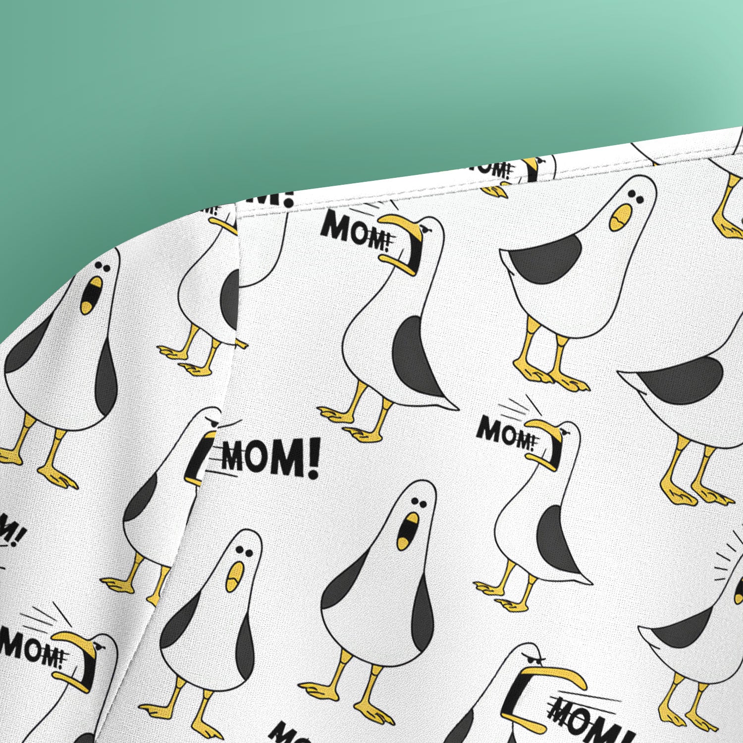 Funny Seagull Mom Seamless Pattern Scrub Top, Comfortable Scrubs for Nurses