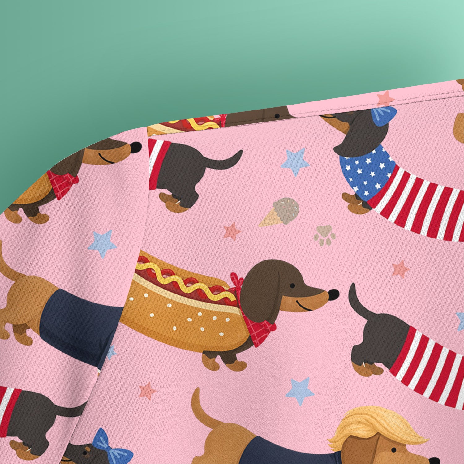 Funny Patriotic Dachshund Costume Dogs Pattern Scrub Top, Breathable Fabrics Nursing Uniform