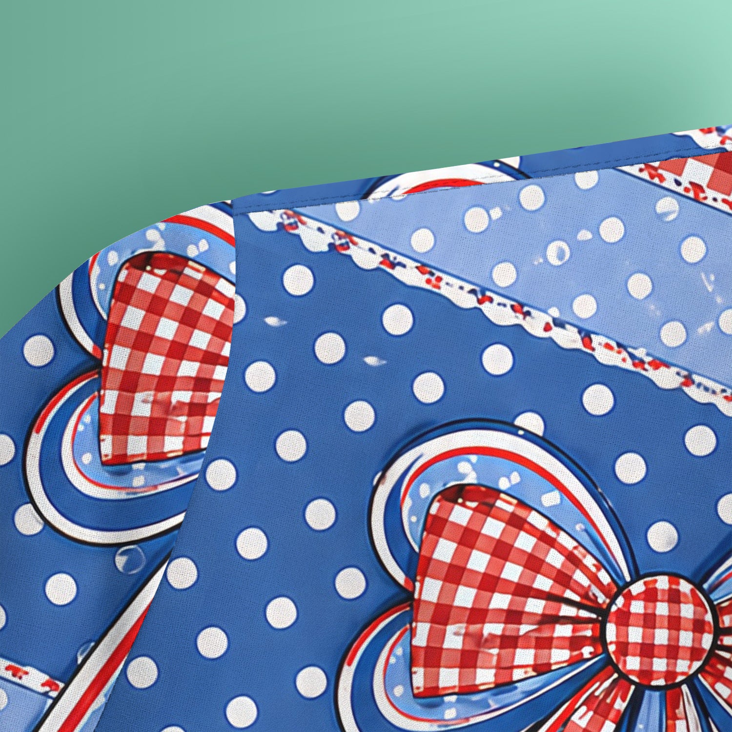 Patriotic Gingham Bow Floral Pattern Scrub Top, Comfortable Scrubs for Nurses