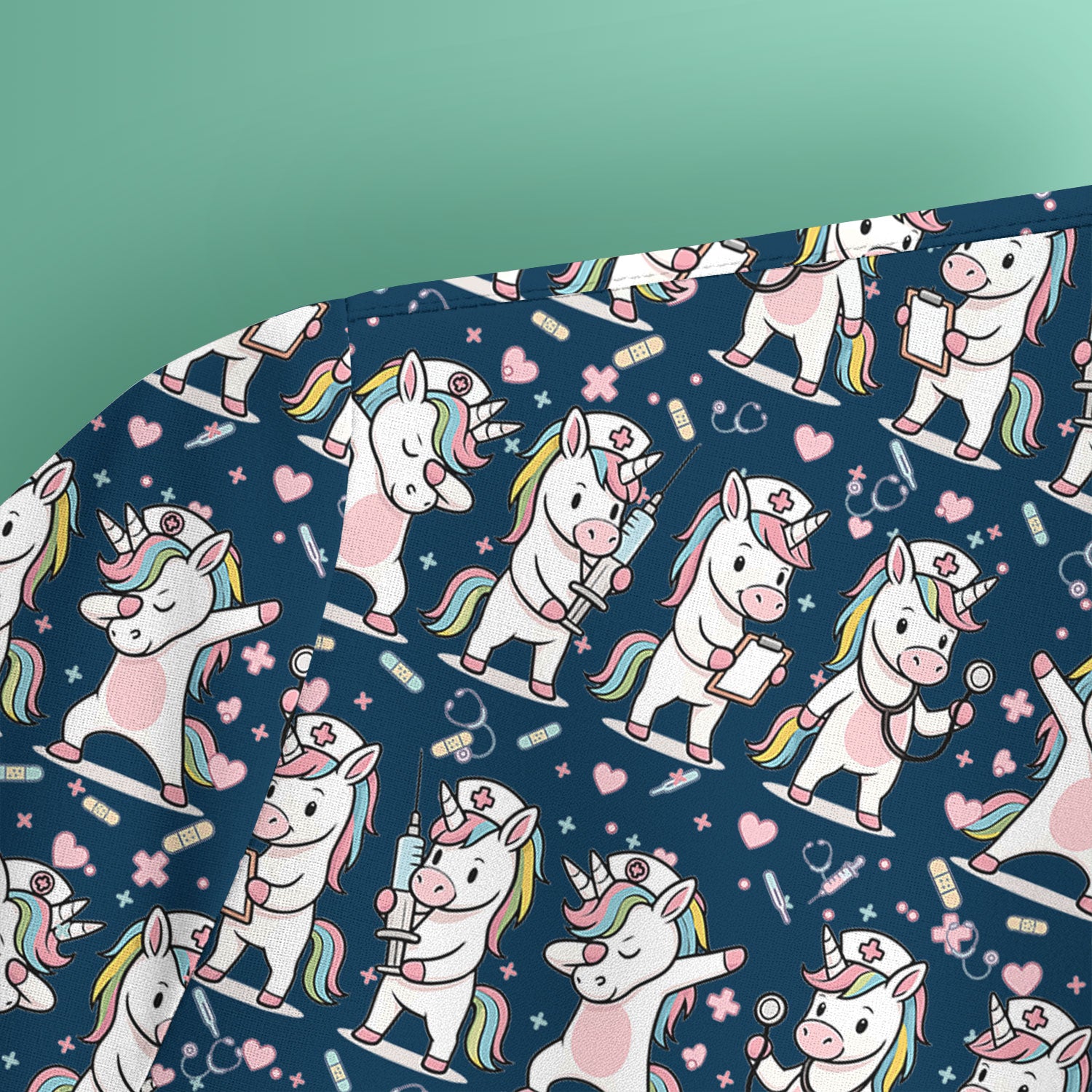 Cute Unicorn Nurse Scrub Top, Playful Medical Cartoon Nursing Shirt, Breathable Fabrics Nurse Uniform