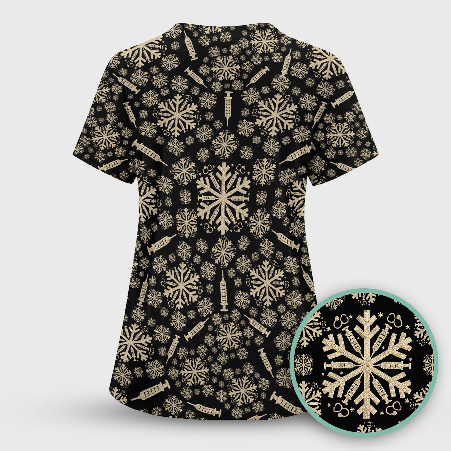 Snowflake Syringe Scrubs for Women - Festive Medical Top - Funny Christmas Scrub Shirt for Nurse - Holiday Gift