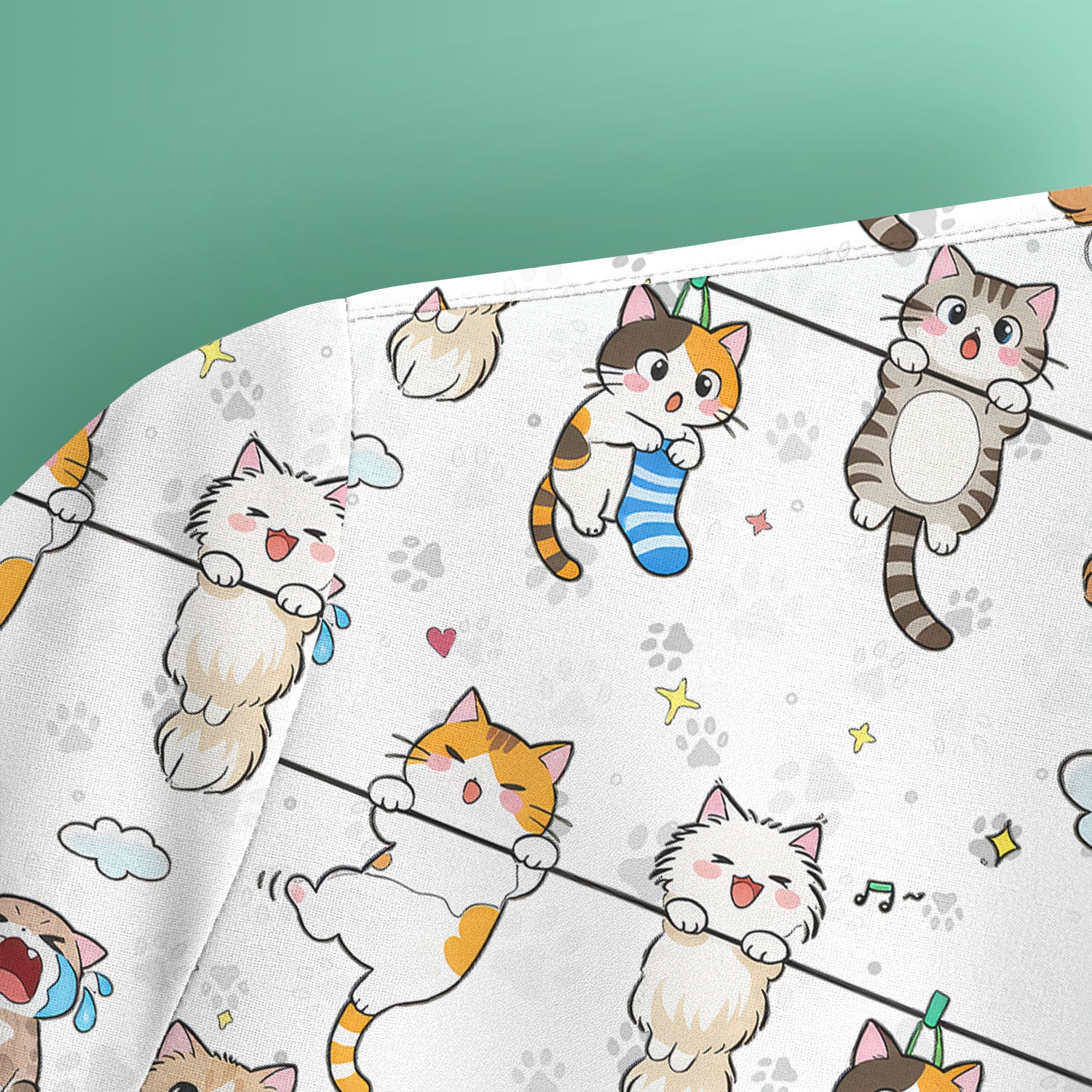 Funny Cats With Cute Expressions Pattern Scrubs Top, Comfortable Scrubs for Nurses