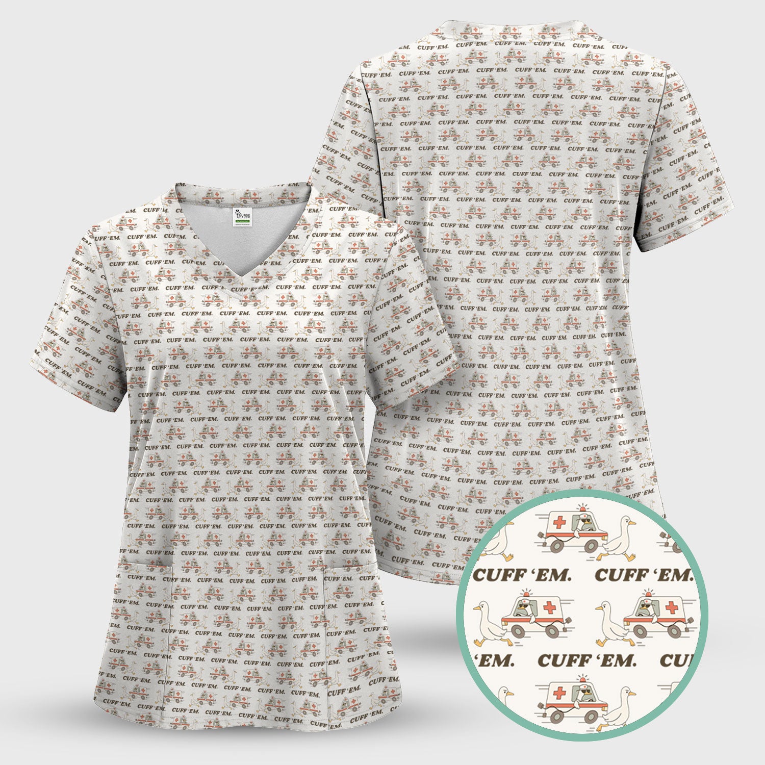 Funny ER Nurse Shirt - Cute Goose & Ambulance Pattern Graphic Design - Gift for Women RN LPN & Medical Students
