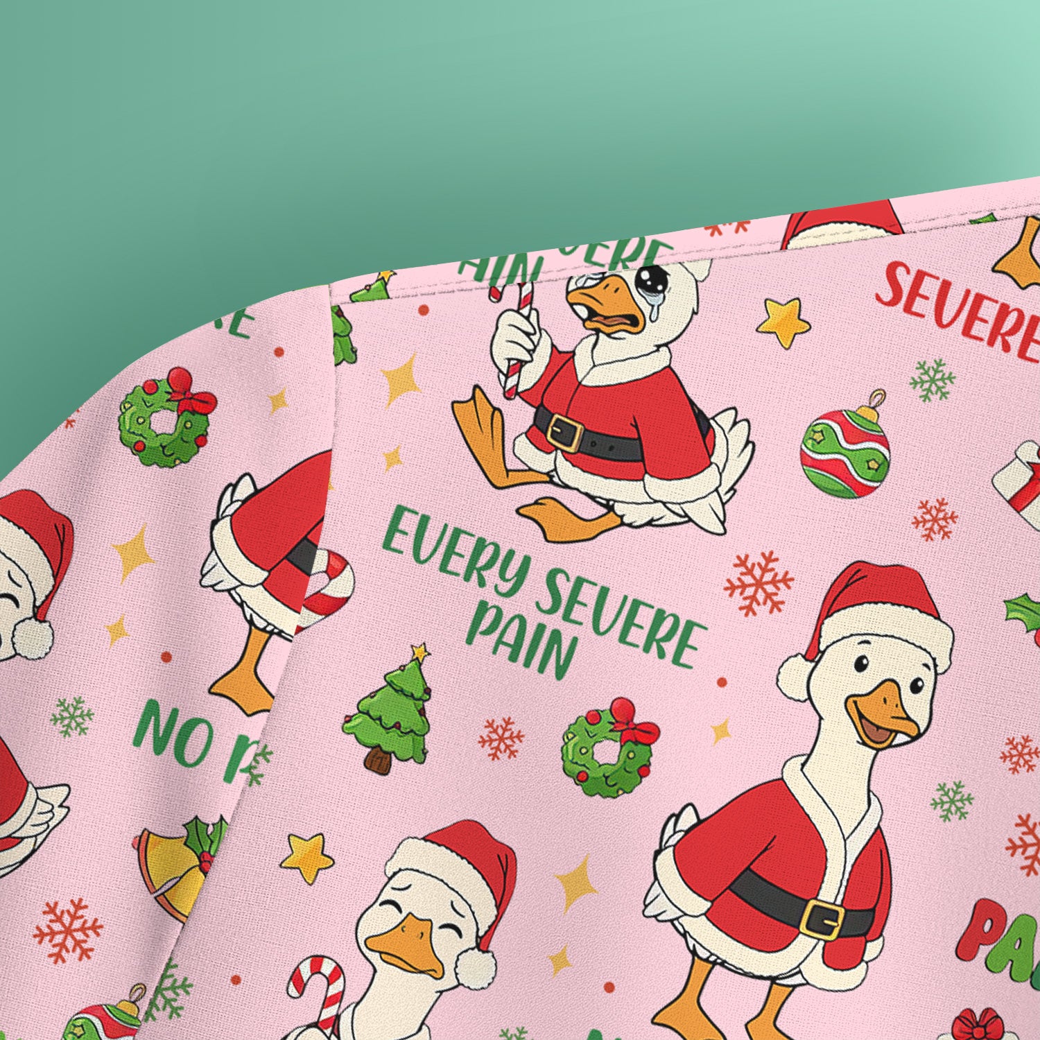 Funny Goose Christmas Scrub Top - Pain Scale Nurse Pattern Shirt - Cute Holiday Medical Scrubs for Women